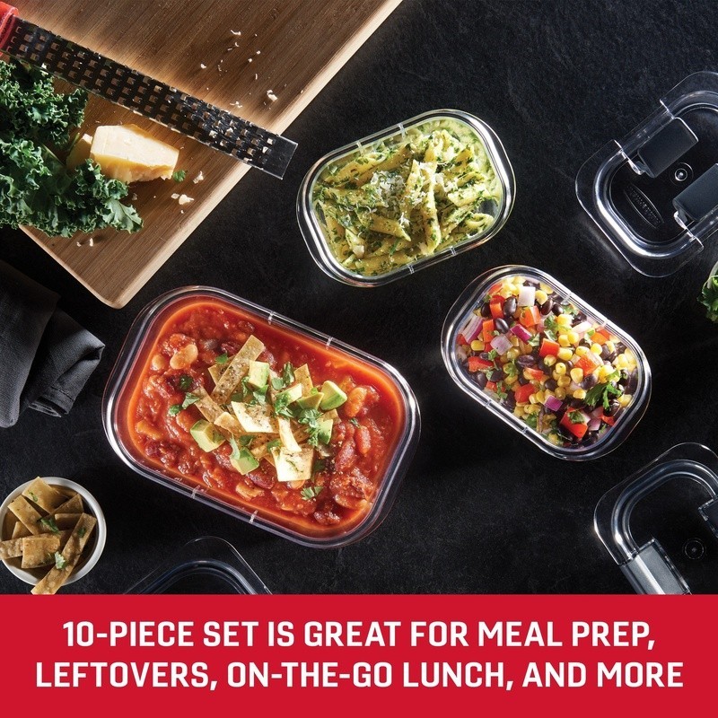 Leak-Proof Stain Resistant Clear Food Storage Containers 10 Piece Set Durable