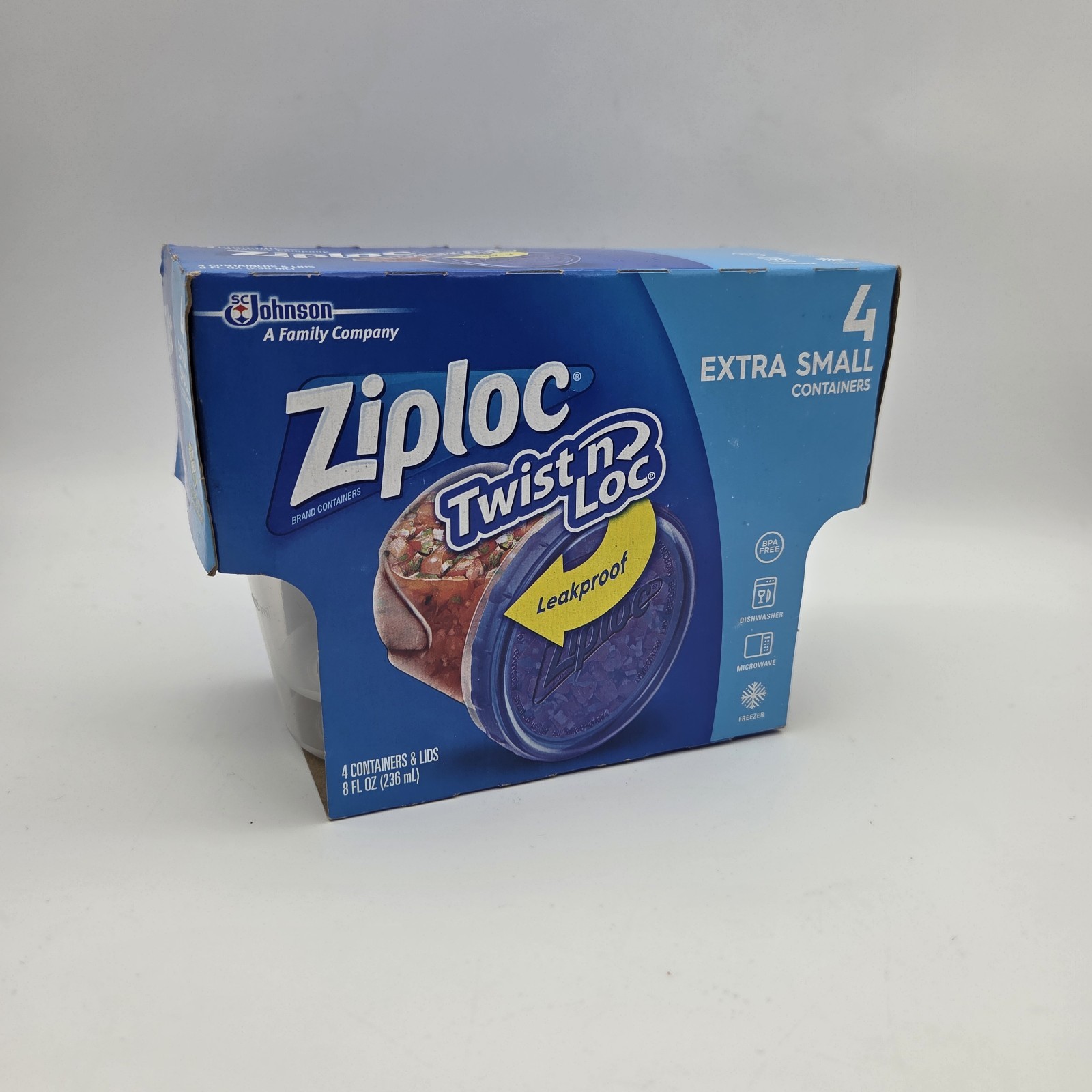 ZIPLOC Twist N Loc 8oz Extra Small Food Storage Containers with Lids 4-Pack