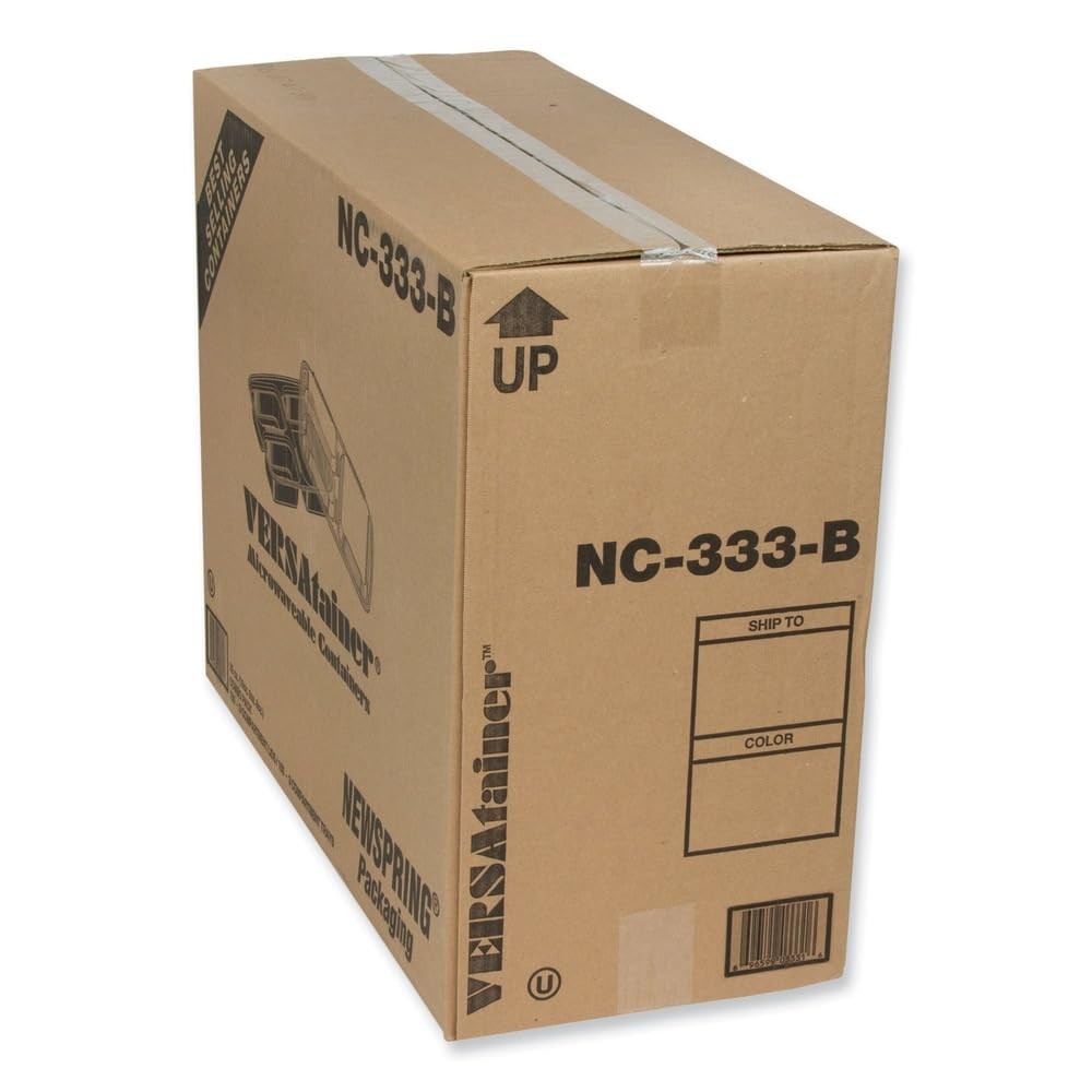 32 oz Microwaveable 3 Compartment Black Rectangular Container Lid Combo 150 CT