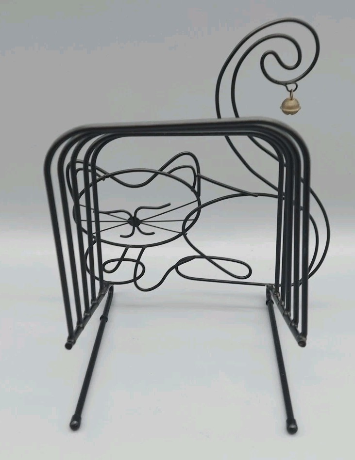 VINTAGE WHIMSICAL CAT KITTY KITTEN MAIL BASKET KEY HOOK & CAT FOLDER RACK FILE