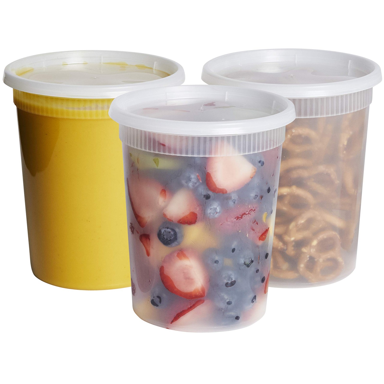 [32 oz. – 24 Count Plastic Deli Containers with Lids – Disposable Food Storag…