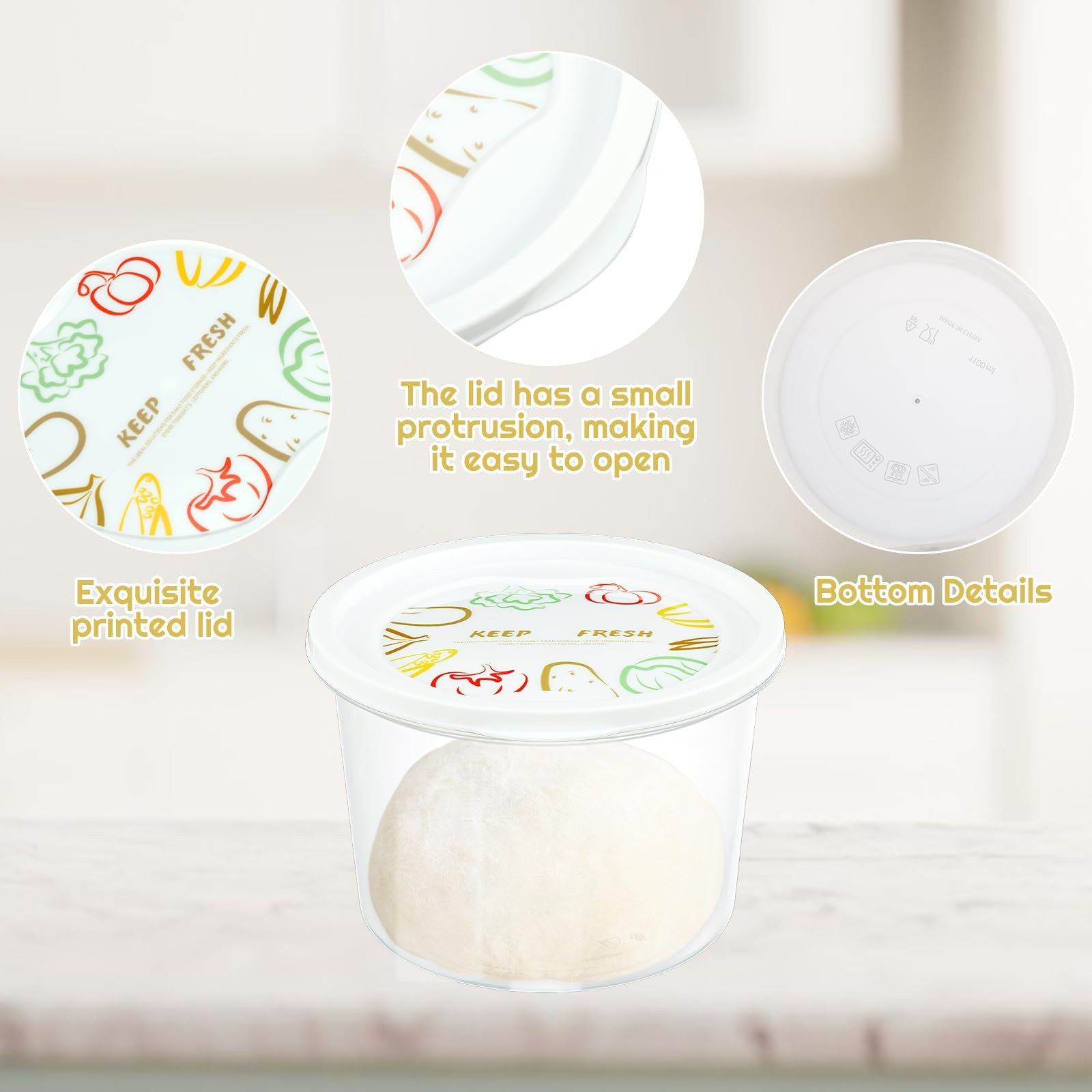 12pcs Pizza Dough Proofing with Lids, 1100ML Stackable Dough Proofing Contain…