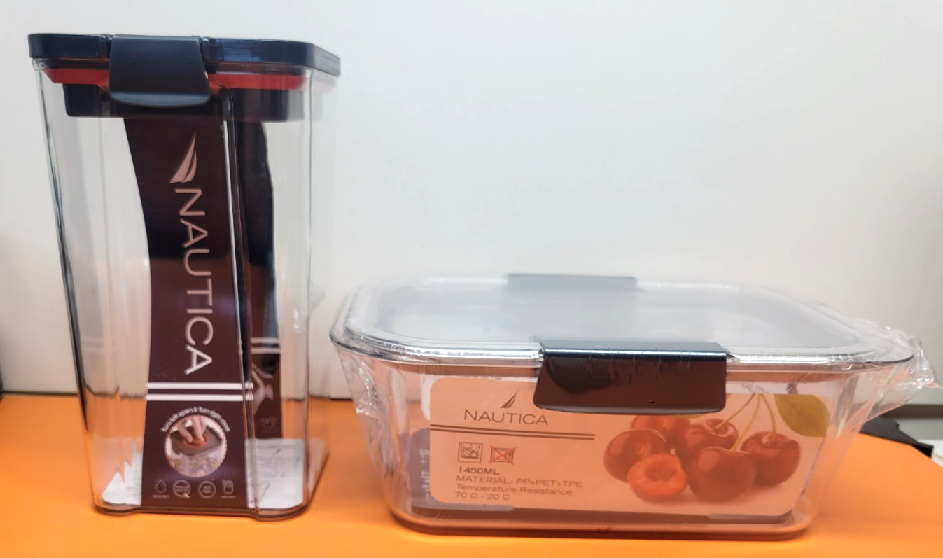 2 PIECE NAUTICA NON-TOXIC AIR-TIGHT FOOD STORAGE CONTAINERS NEW