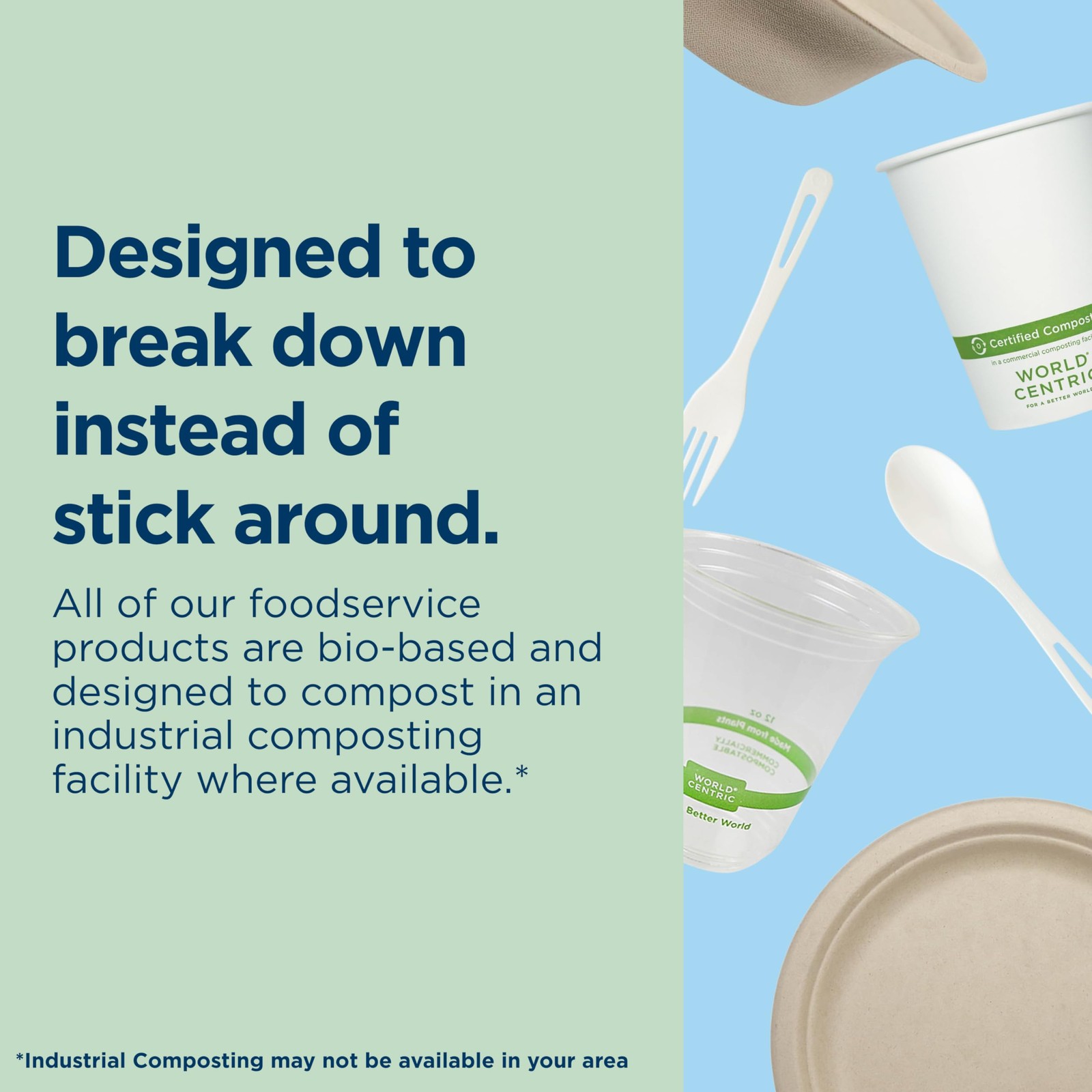 World Centric Compostable Clamshell Containers 9x9x3”, 3-Compartment – Grease a