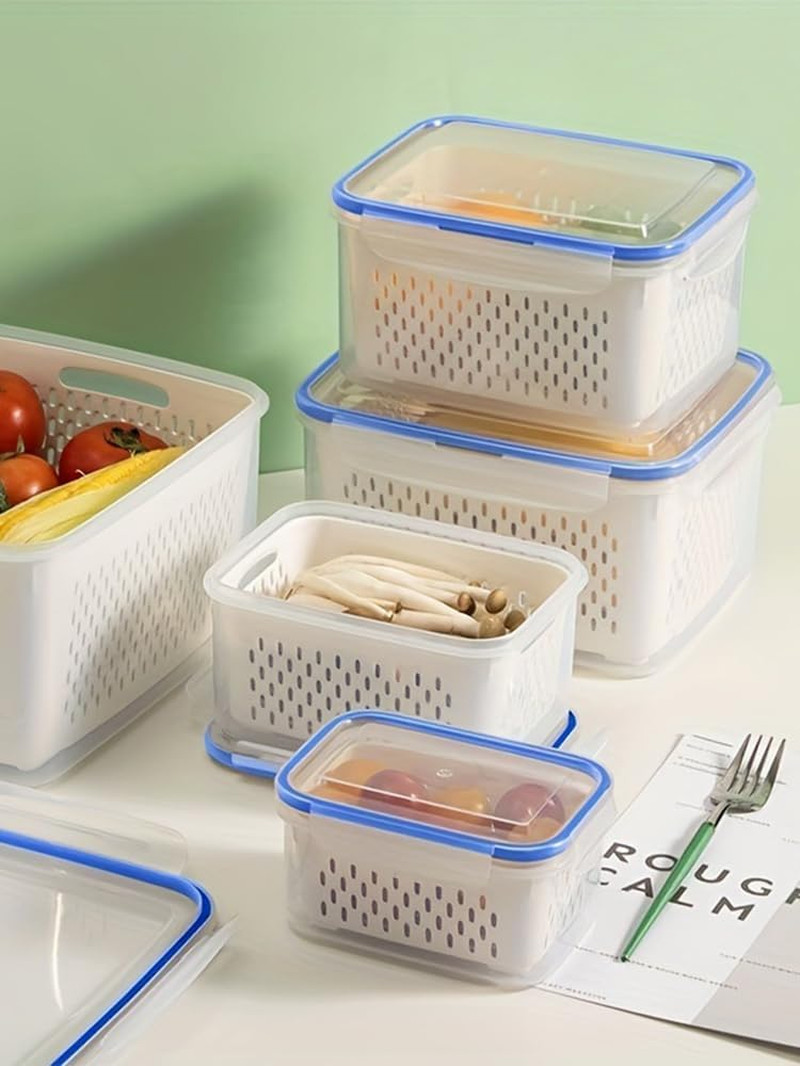 2 Pack Fruit Storage Containers for Fridge, Stackable Food Storage Containers…