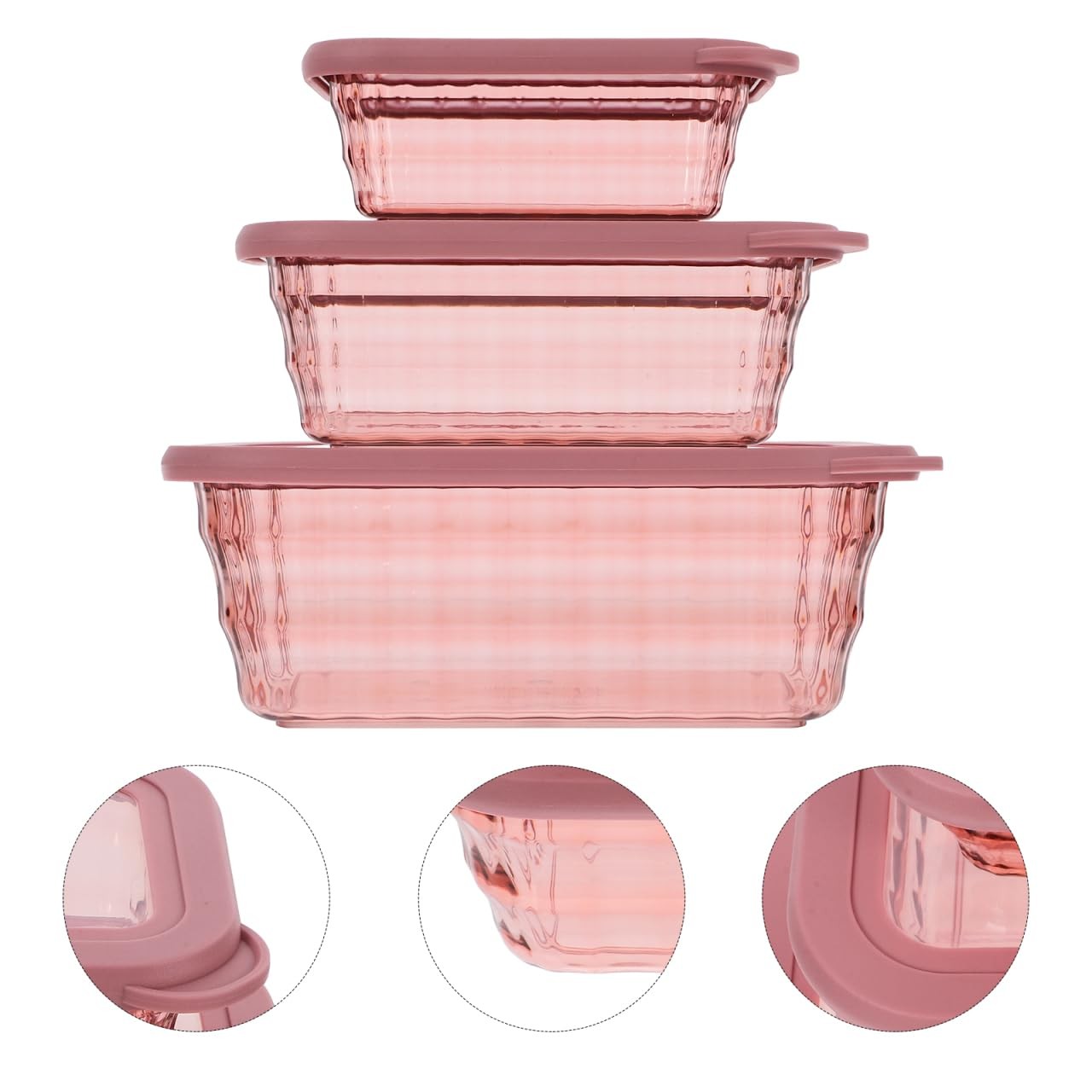 3-Piece Food Storage Containers Set 9.44X6.69X3.54In Clear Kitchen Food Holde…