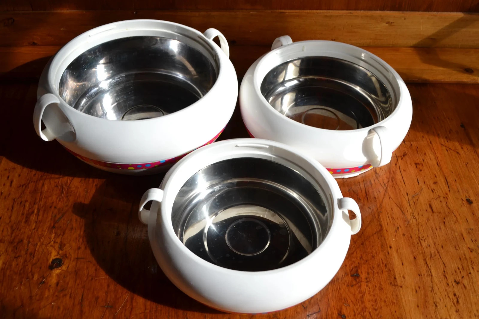 Vintage InsoCore Insulated Containers Hot/Cold Stackable Servers with Stainless