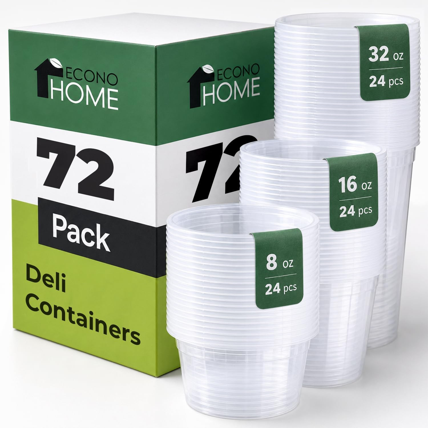 Clear Deli Containers with Lids – 240-Pack, 32Oz Plastic Containers with Lids fo