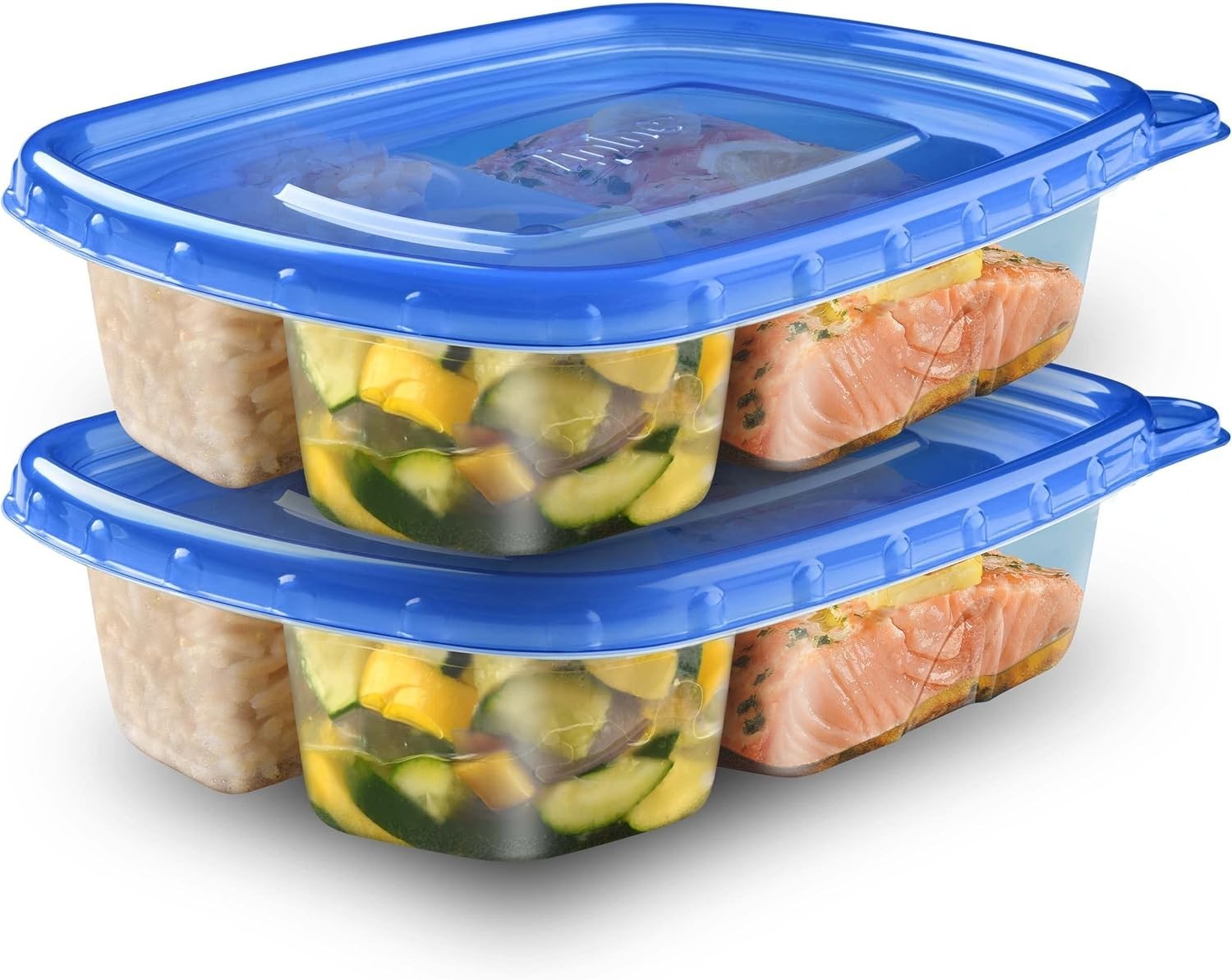 Smart Snap Technology Meal Prep Containers, Stackable & Dishwasher Safe, 2 Count