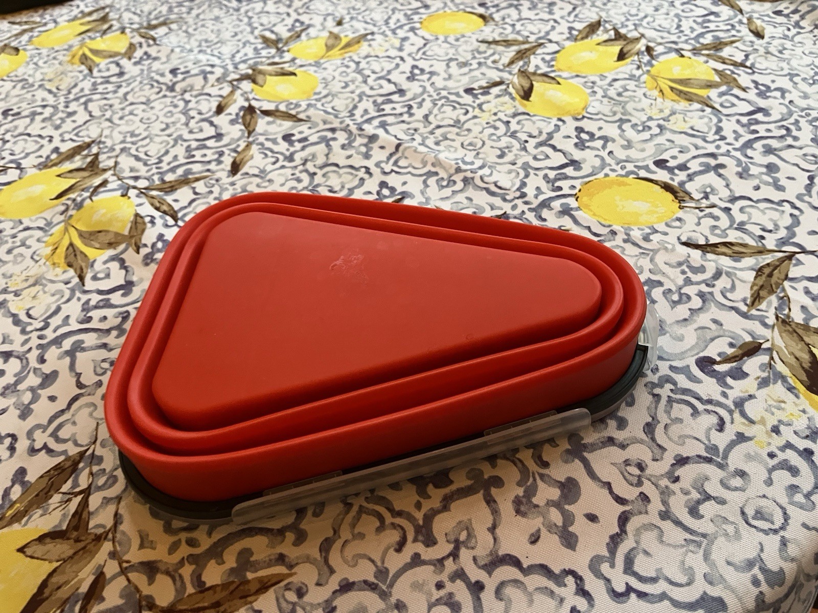 Pizza Pack Collapsible Silicone Pizza Container Red Storage Box with 5 Trays