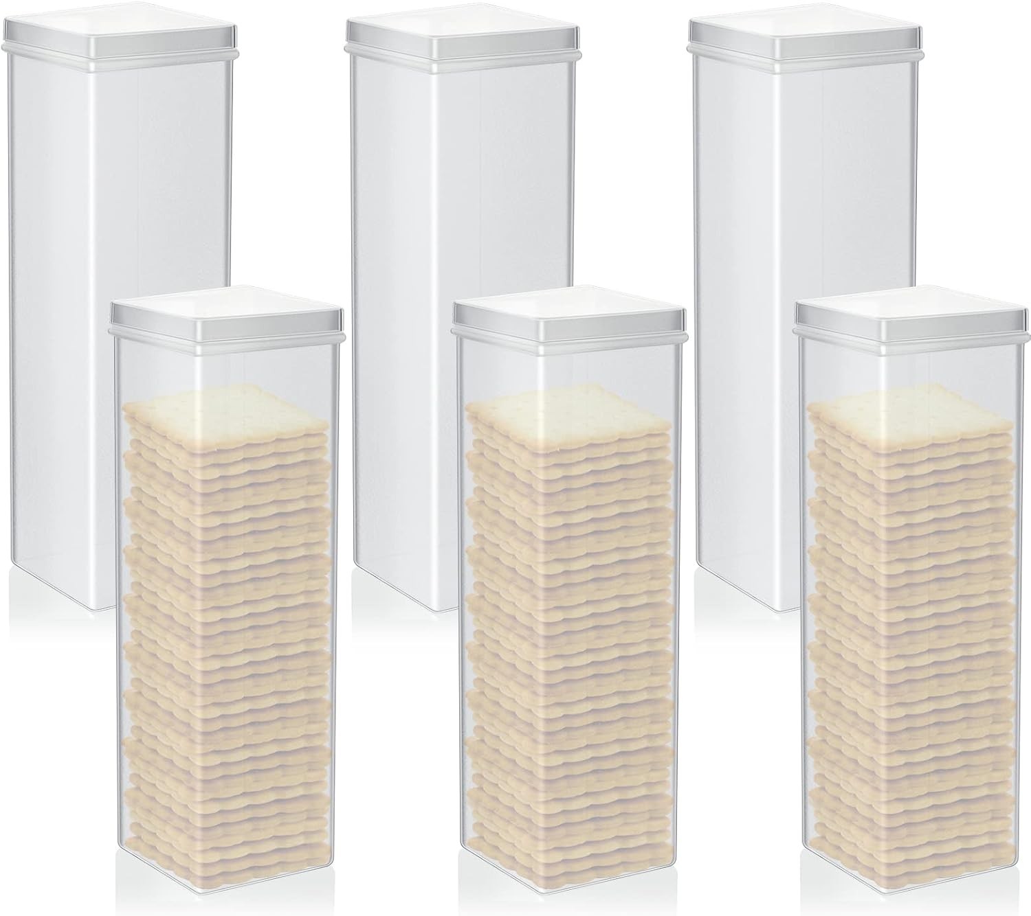 Set Of 6 Square Cracker Keeper Plastic Saltine Cracker Sleeve Storage Container