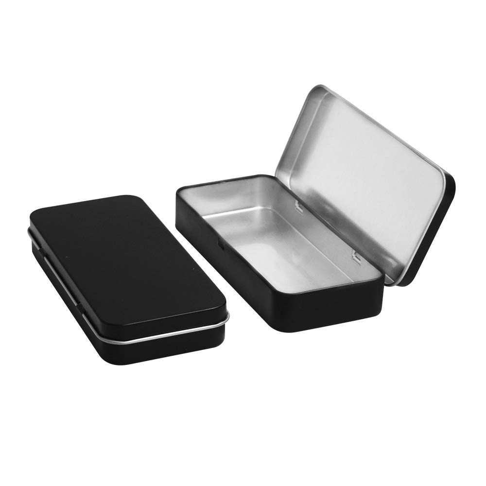 Metal Rectangular Hinged Tin Boxes Lid Black Portable Storage Model 128 4 PCS