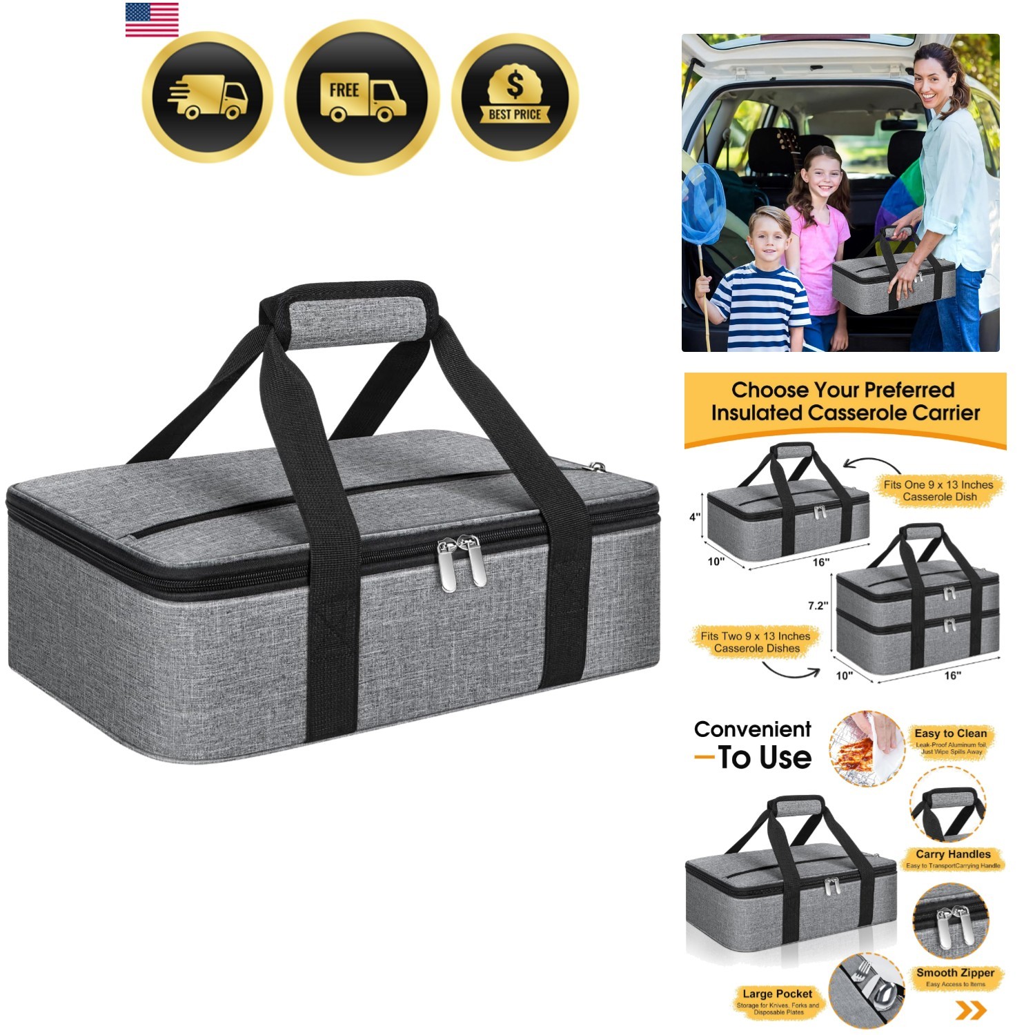 Insulated Casserole Carrier, Portable Casserole Carrier for Hot or Cold Food …