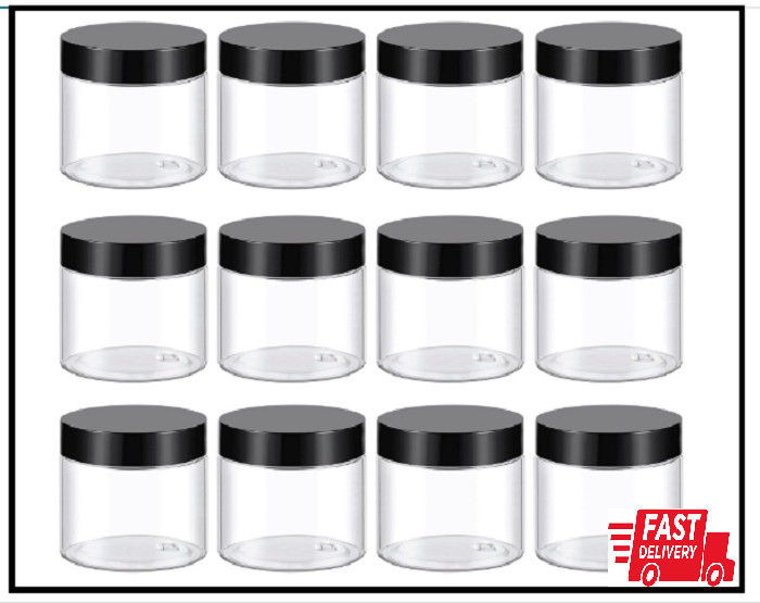 36 Pack 2 Oz Small Plastic Container Jars with Lids and Labels BPA Free, Empty