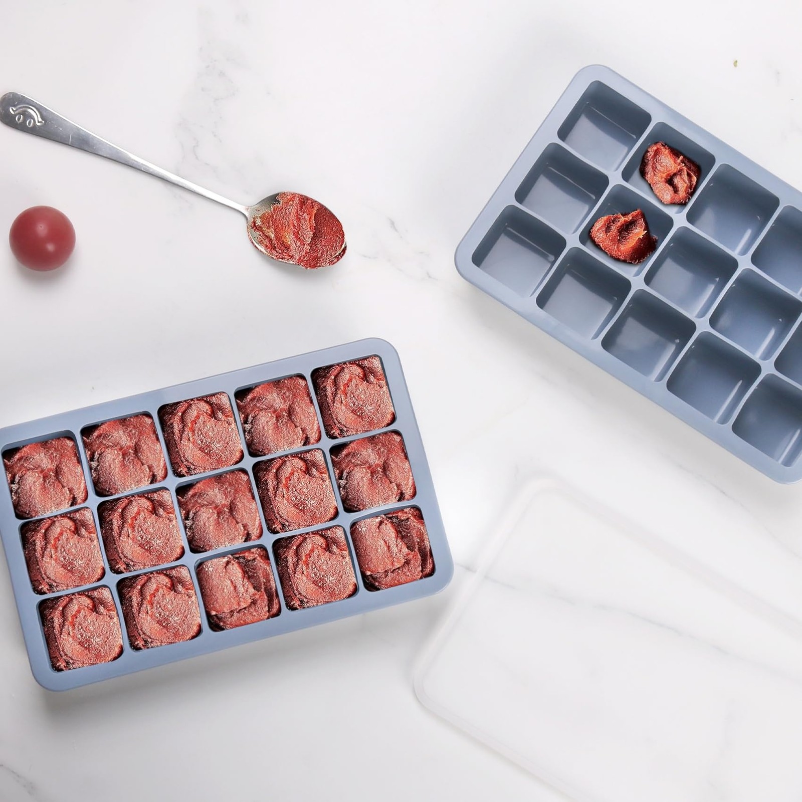 2 Tbsp Silicone Freezer Molds – Perfect for Storing small, Blue 4 Pack
