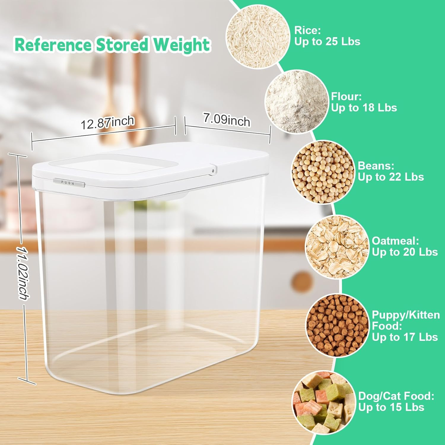 TBMax Rice Flour Storage Container with Automatic Flip-up Lid 25 Lbs | 12.68 Qt,