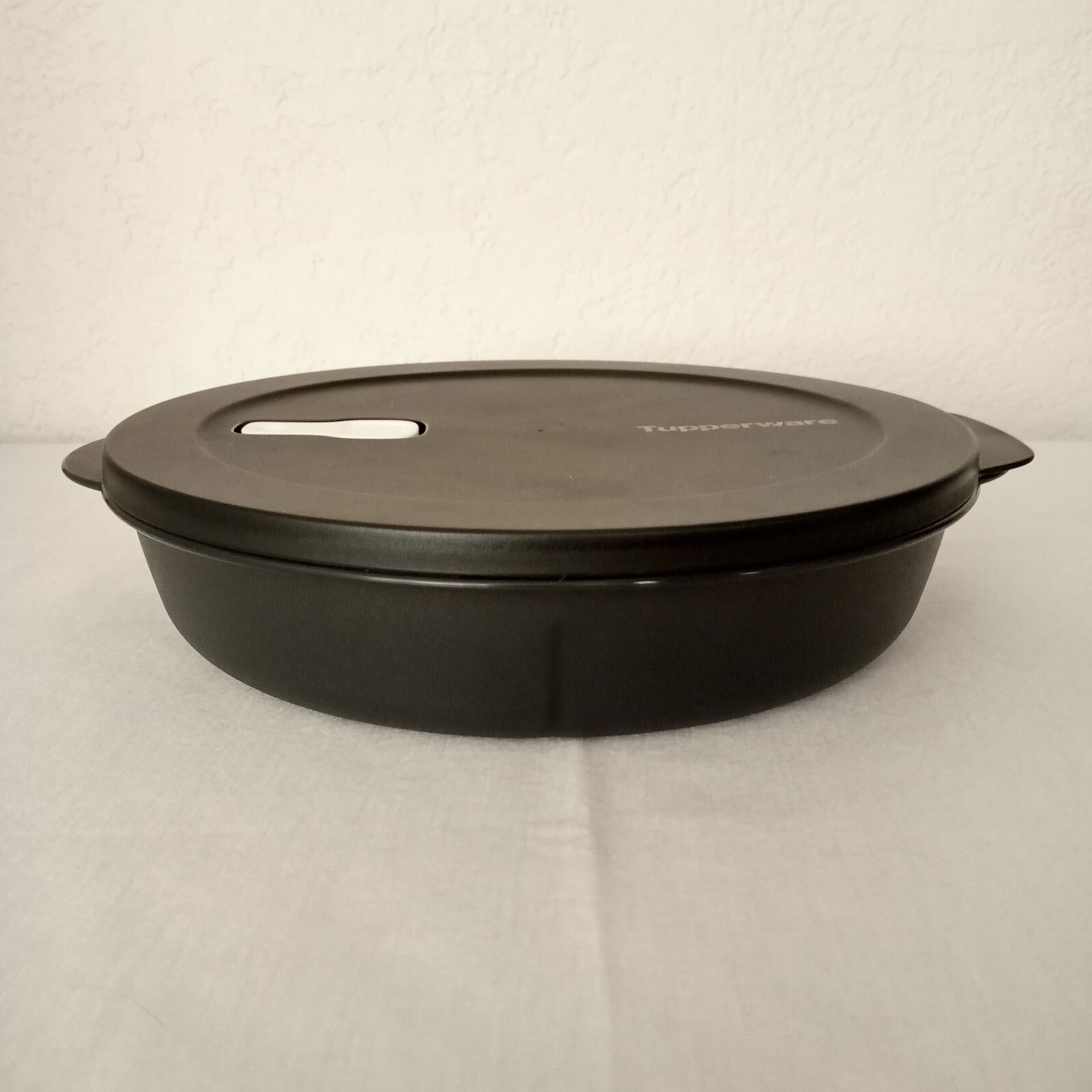 Tupperware CrystalWave Microwave Round Dish Sheer Black Lunch Dinner RARE NEW