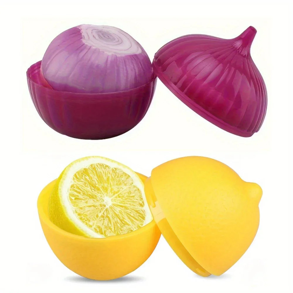 1pc Food Savers, Lemon & Onion Shaped, Multipurpose, Freezer Safe, Flip Top