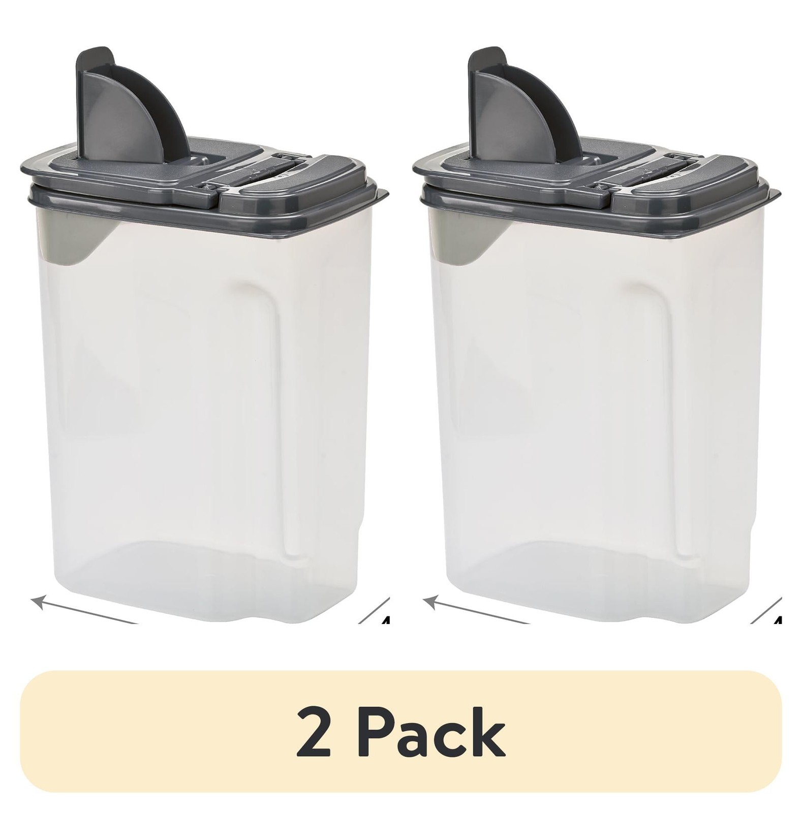 (2 pack) 3.5 QT Plastic Food Dispenser, Clear with Gray Lid (1 Each)
