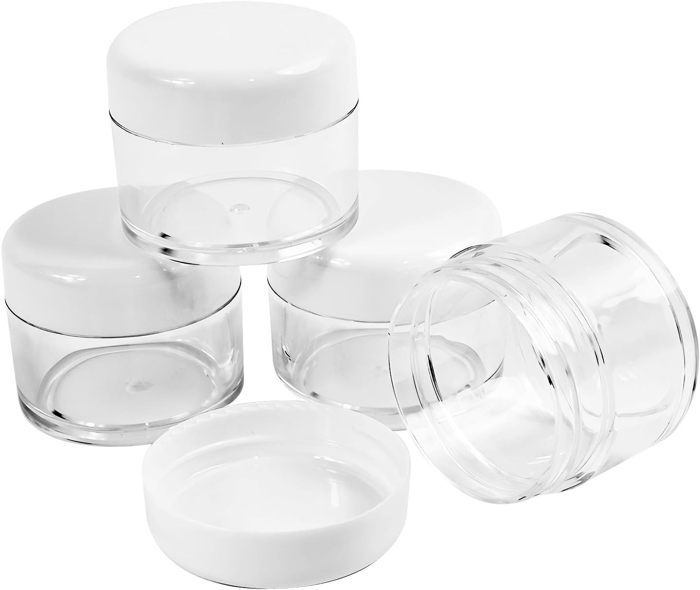 4 Pack 1oz Clear Plastic Jars Wide Mouth Travel Storage Containers with Lids