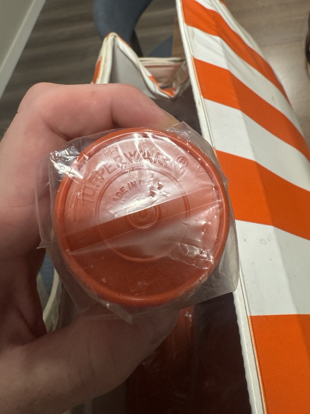 Vintage Tupperware Orange Stripe Picnic Cooler Set New Open Box
