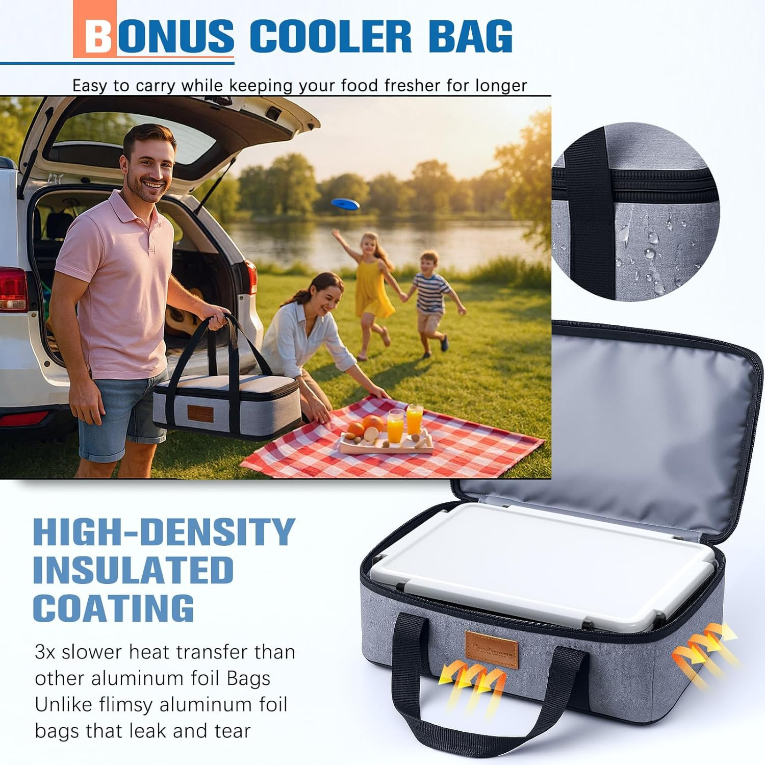 Chilled Portable Snackle Box Container with Ice Pack, Divided Serving Tray with