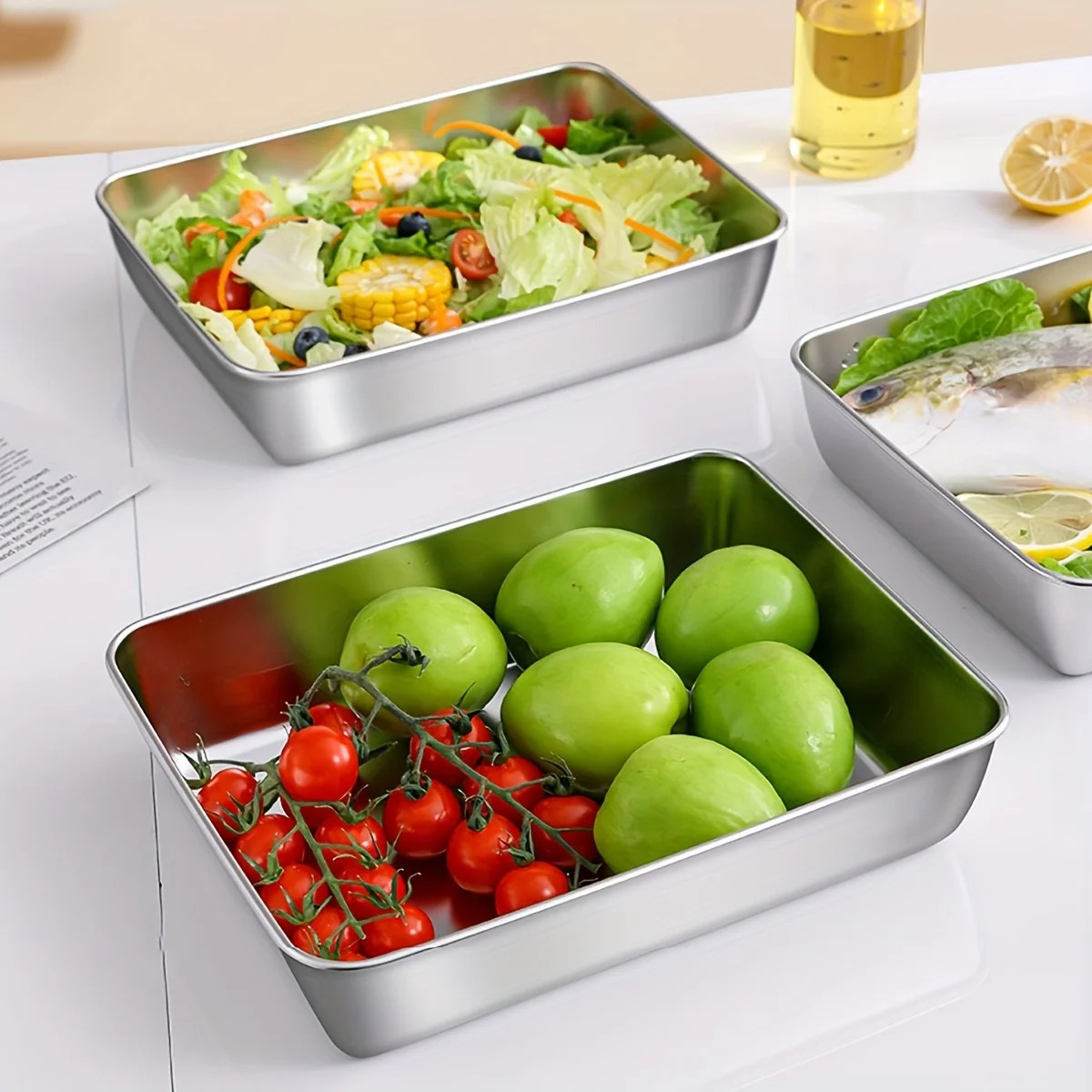 3-Piece Stainless Steel Food Storage Containers Set – Airtight Bpa-Free Kitchen