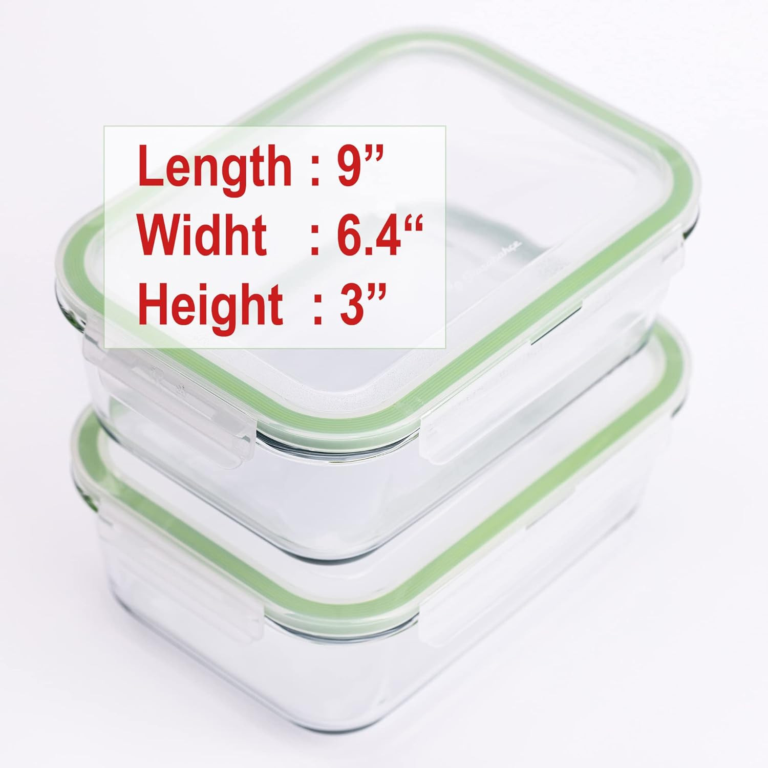 63 Oz 2 Pcs Large Glass Food Storage Containers 8 Cups Family Size Set Baking Co