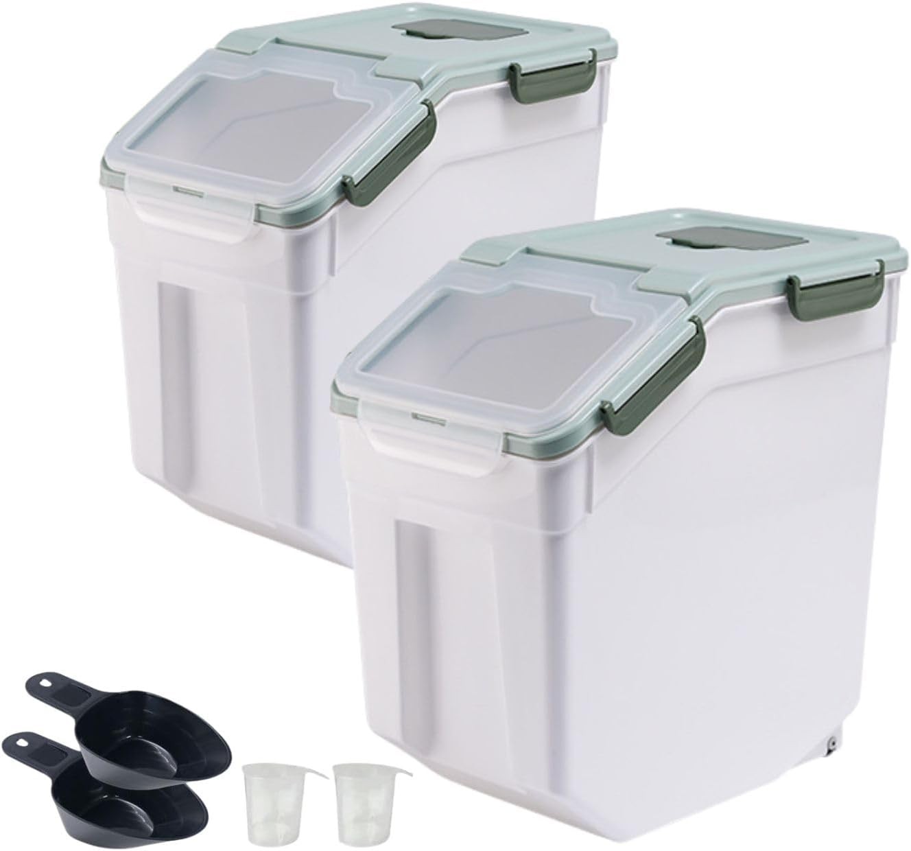2 Pack Rice Storage Container 25 lbs Airtight Flour Storage Containers W/ Lid &