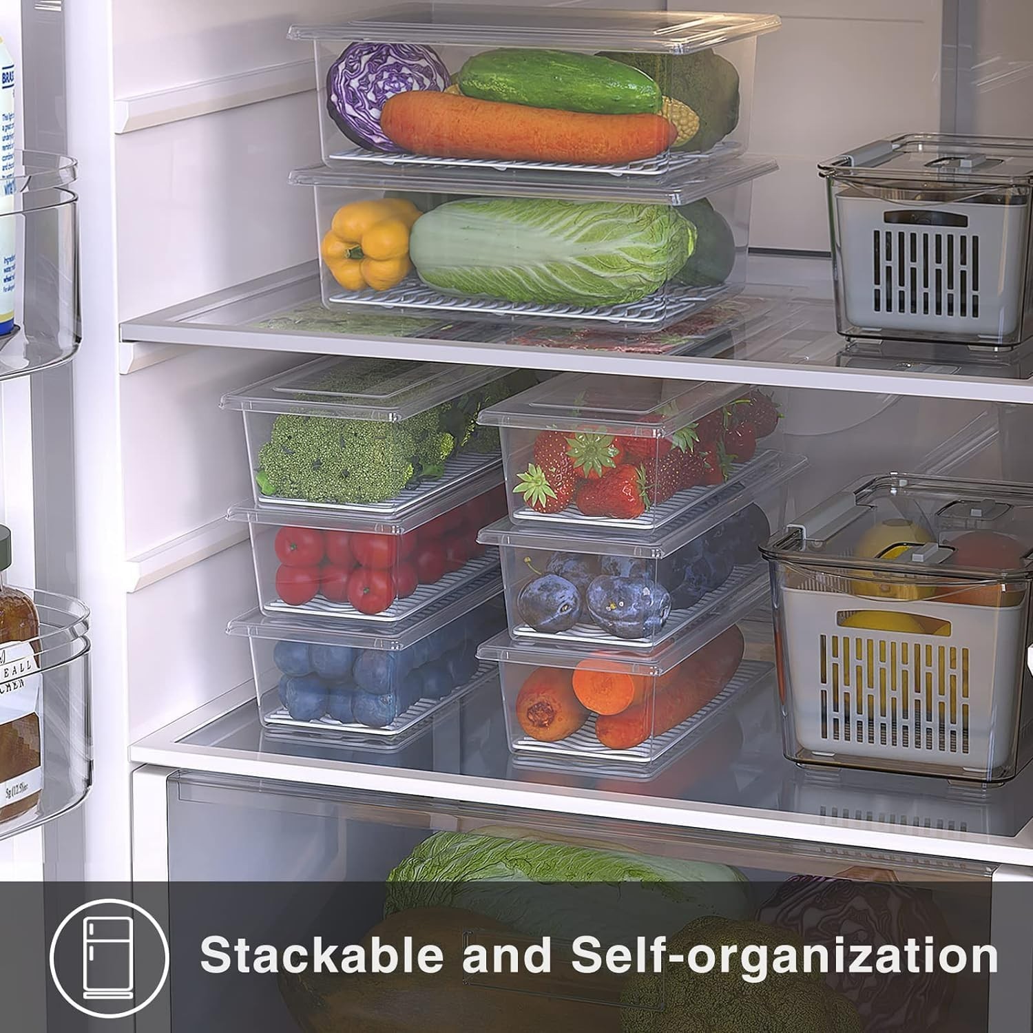 1.5L BPA-Free Fruit Storage Containers – 3 Pack with Drain Tray for Freshness