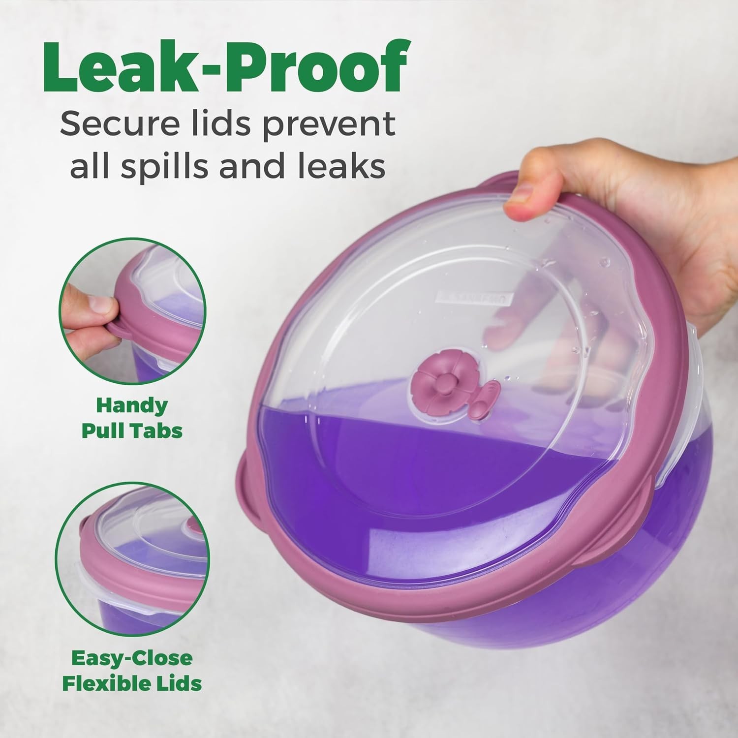 Large 10 Cup Food Storage Bowl with Lid, Salad Bowl With Airtight/Steam Vent …