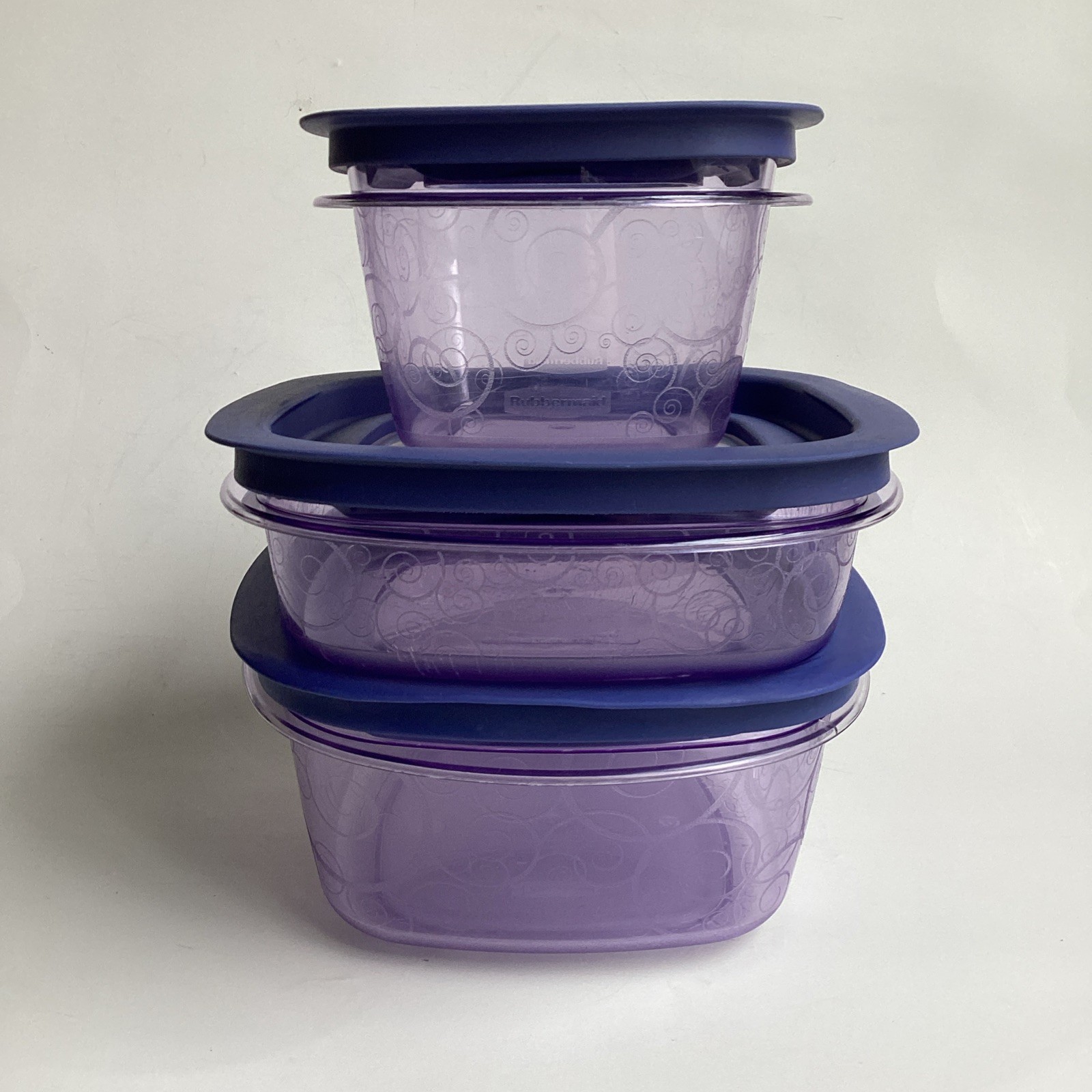 Rubbermaid Premier Purple Storage Containers 6pc Scroll Swirl Easy Find Lids