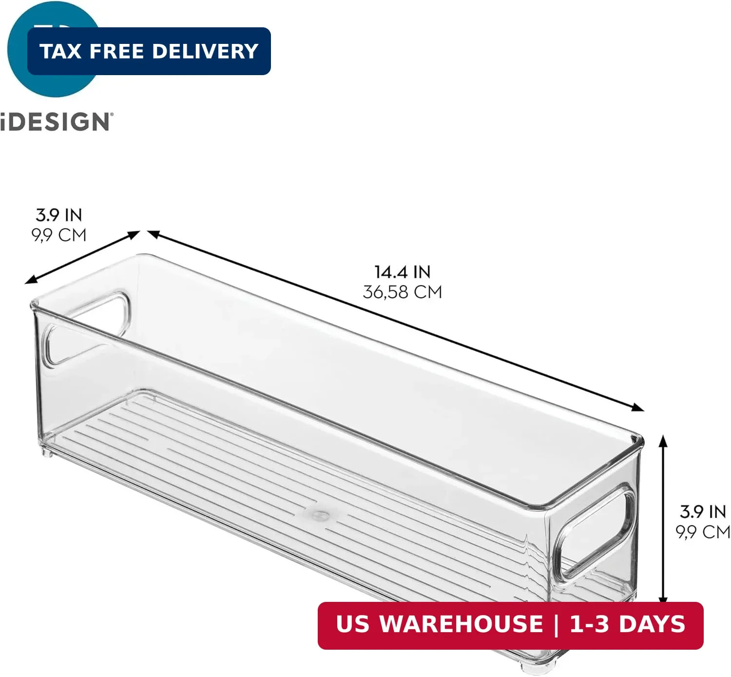iDesign Stackable Fridge Bin with Handles – Ideal for Freezer or Pantry, Set of