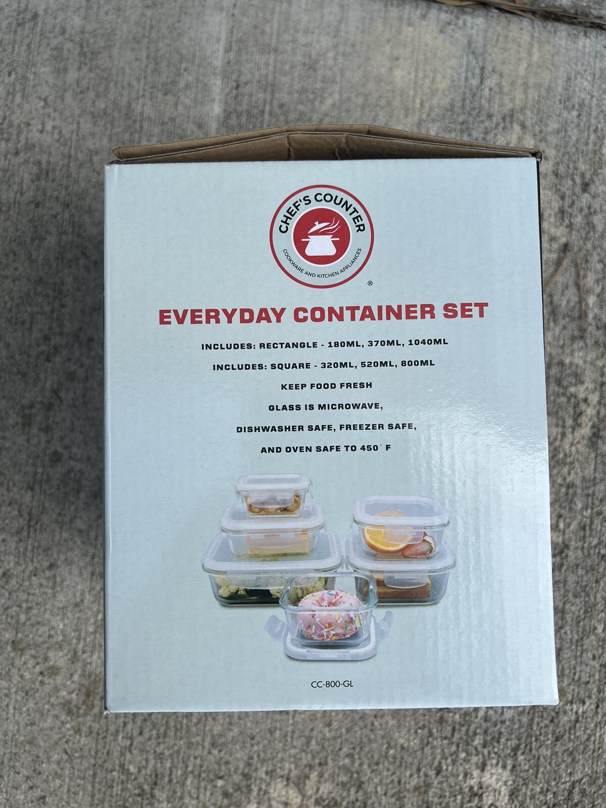 Chef’s Counter 12-PC Glass Container Set with Lids Microwave Dishwasher Safe