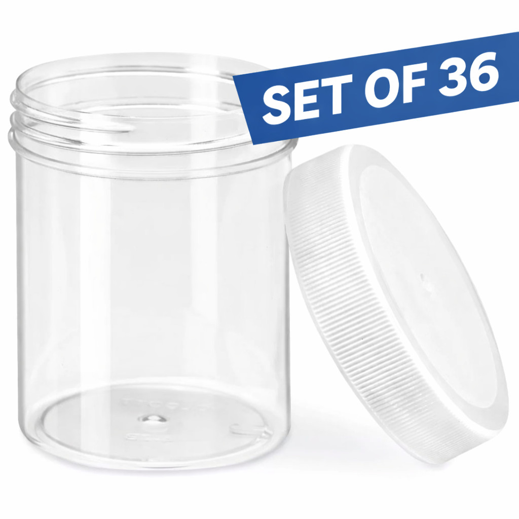 4 oz Clear Plastic Jars w/ Lids 36 Pack Wide Mouth Slime Craft Storage Container