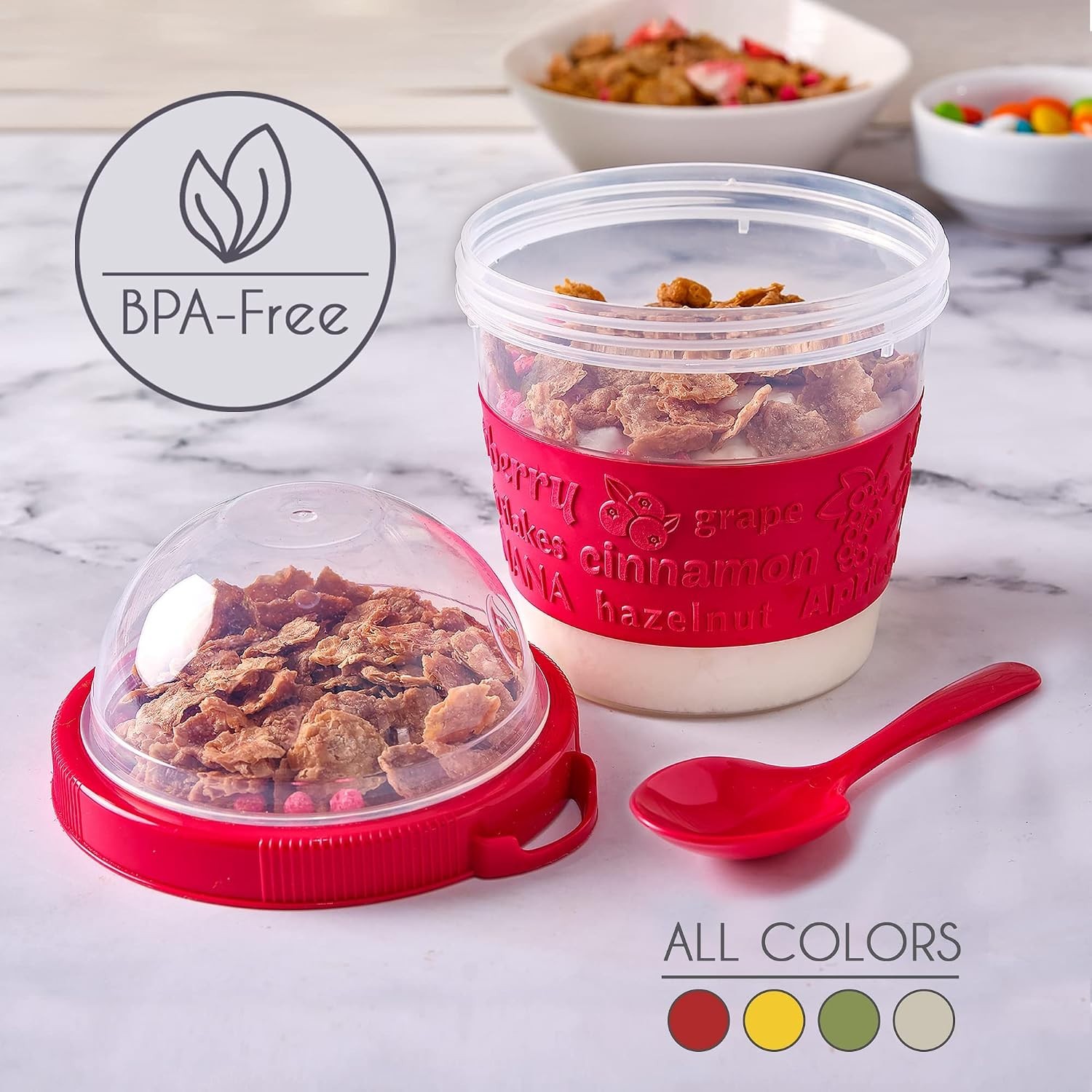 4 Pack 17 oz On The Go Yogurt Parfait Cups with Lids, Mini Breakfast On the G…