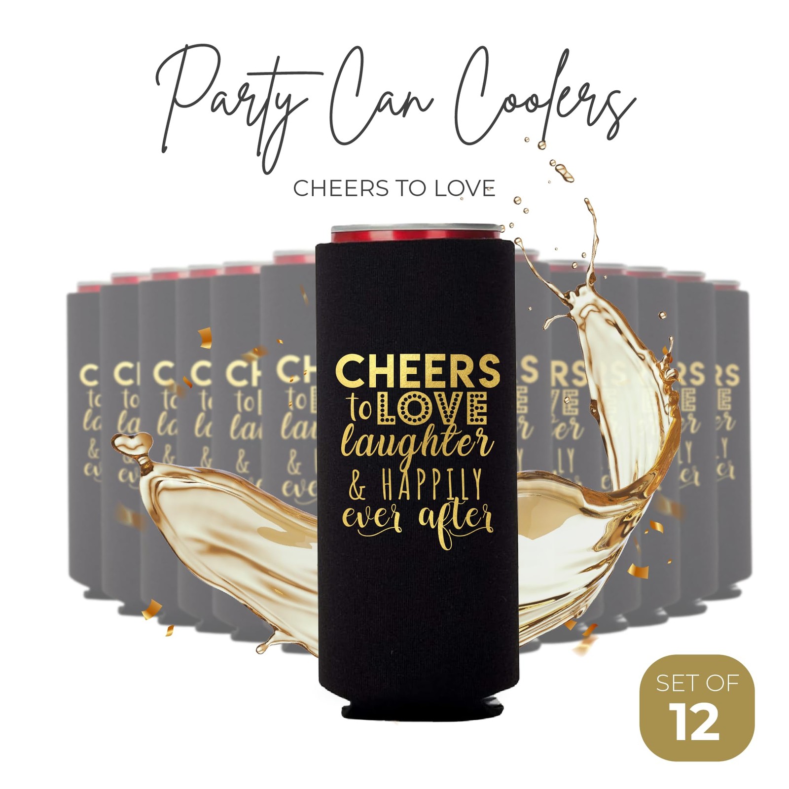Your Dream Party Shop Wedding Can Cooler Decorations Set Of 12 – Cheers To Love