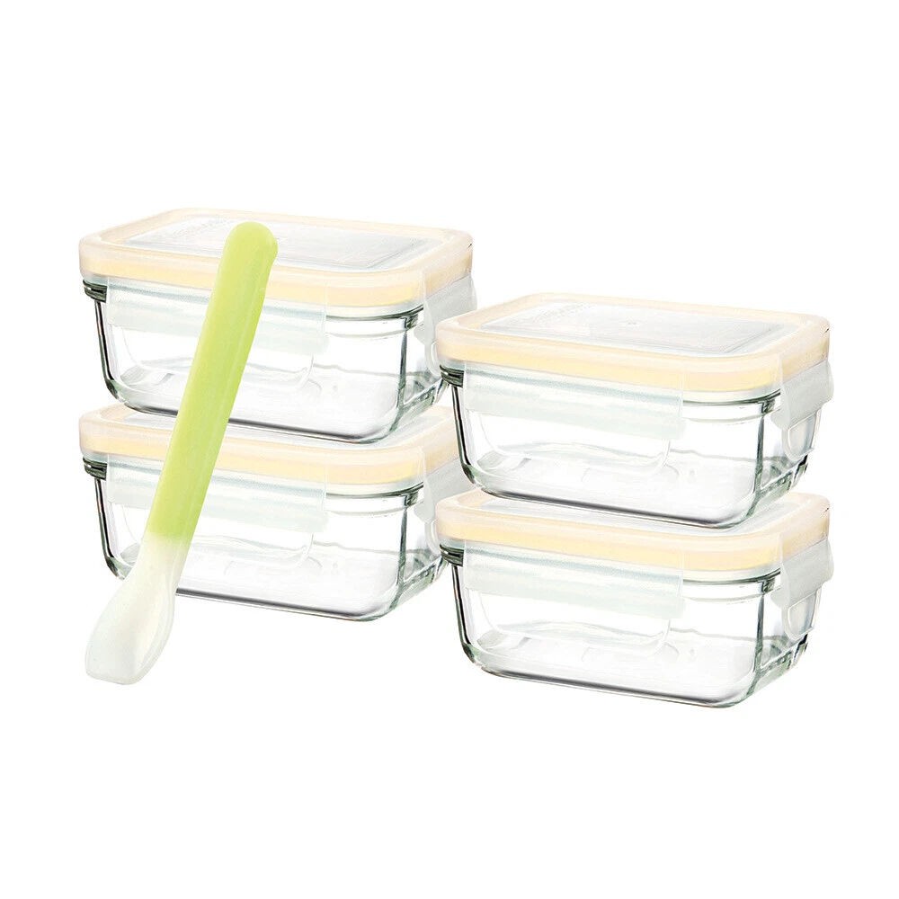 Glasslock Baby 5 Piece Rectangular 150ml Food Container Set + Spoon | 28097