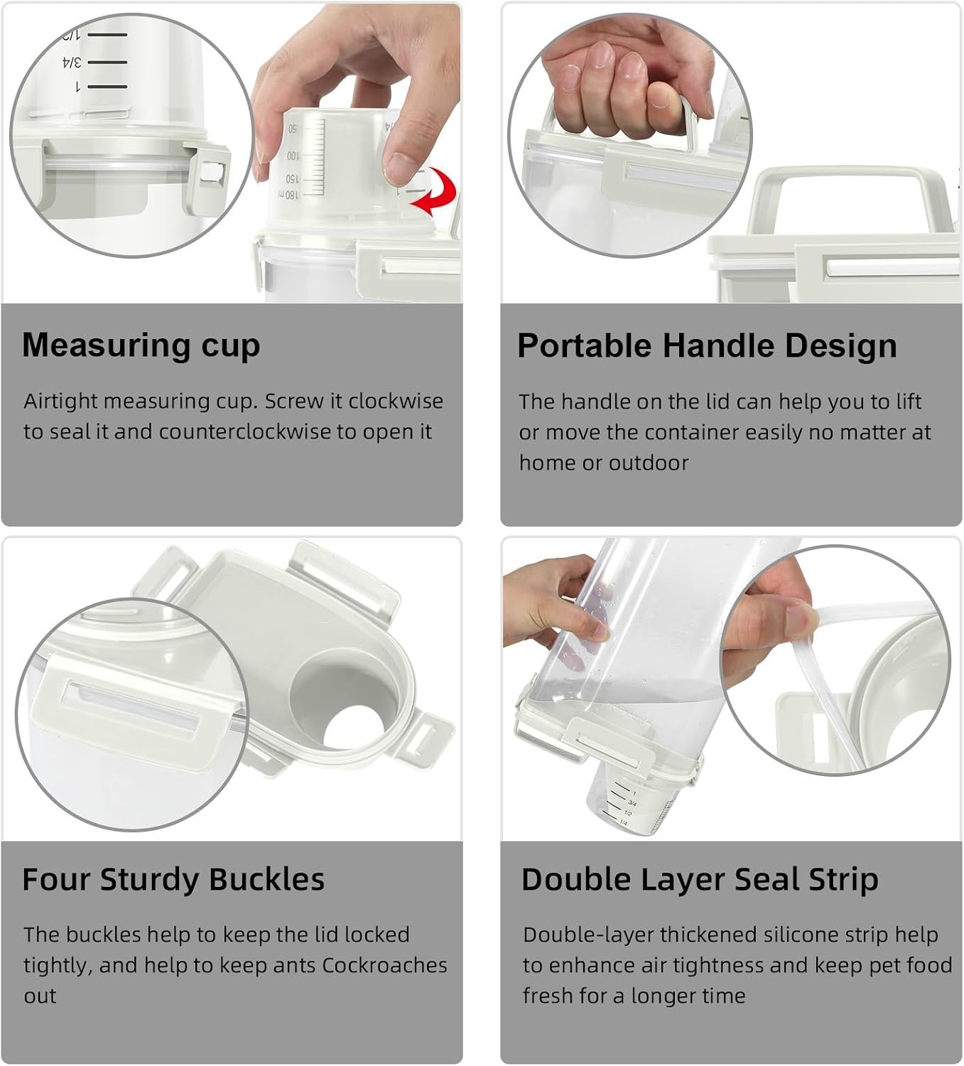 Airtight Rice Storage Container, 3.28Qt Cereal Dry Food Flour and Sugar Bin, …