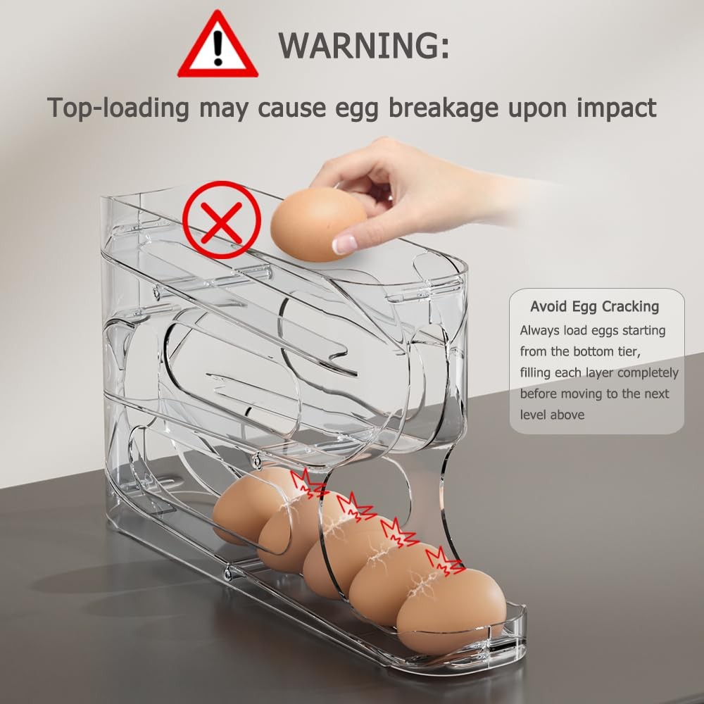 Sotfamily Clear Egg Holder for Fridge, Auto Rolling Egg Dispenser for Eggs 18…