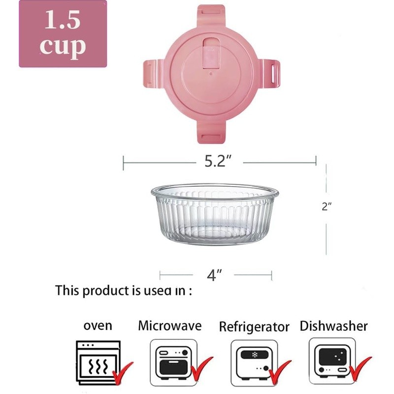 Borosilicate Glass Food Storage Containers Airtight Leakproof Microwave Safe Set