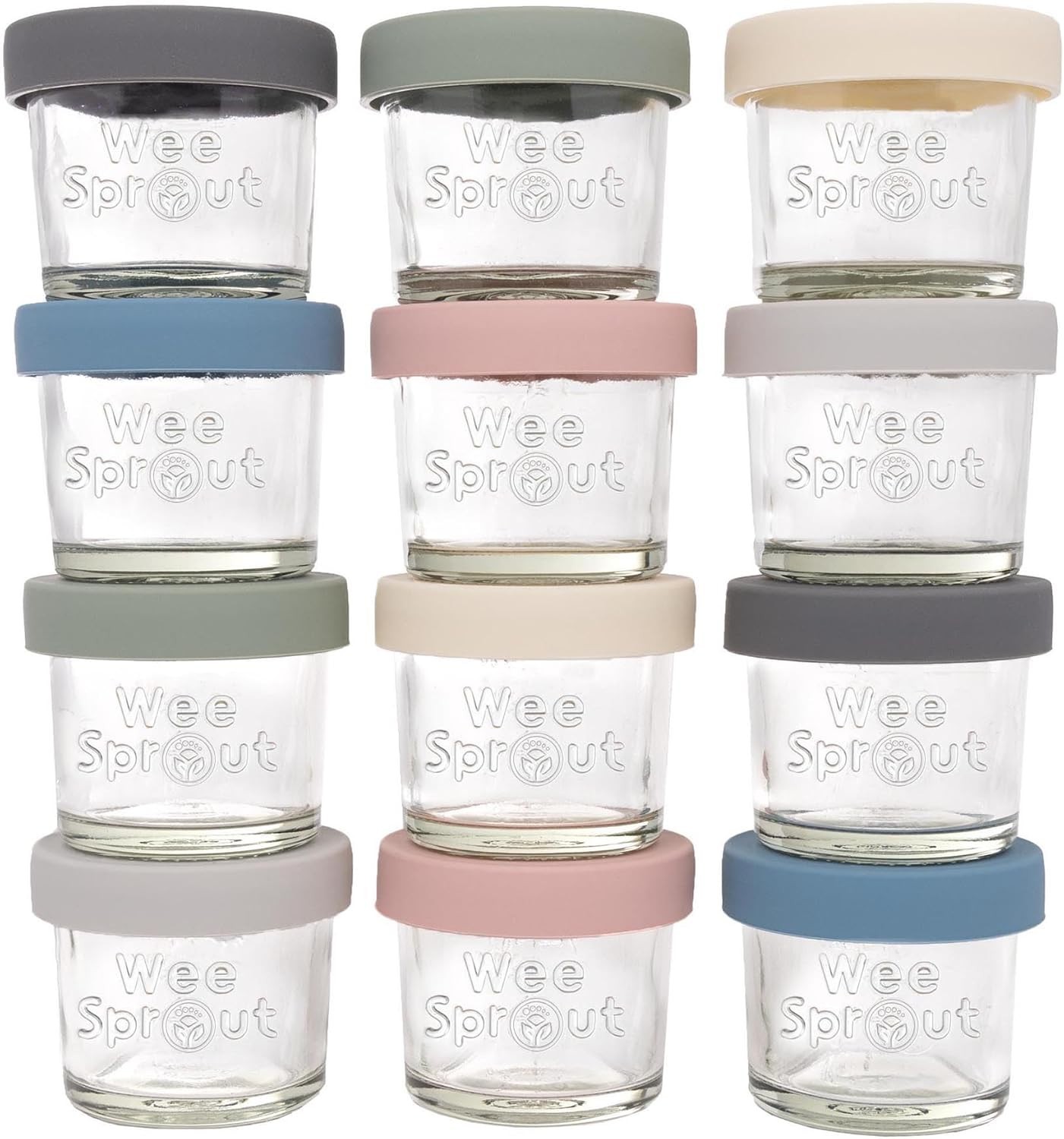 Glass Baby Food Storage Jars w/Lids 4 oz, 12 Pack Set Snack, Puree, Reusable …