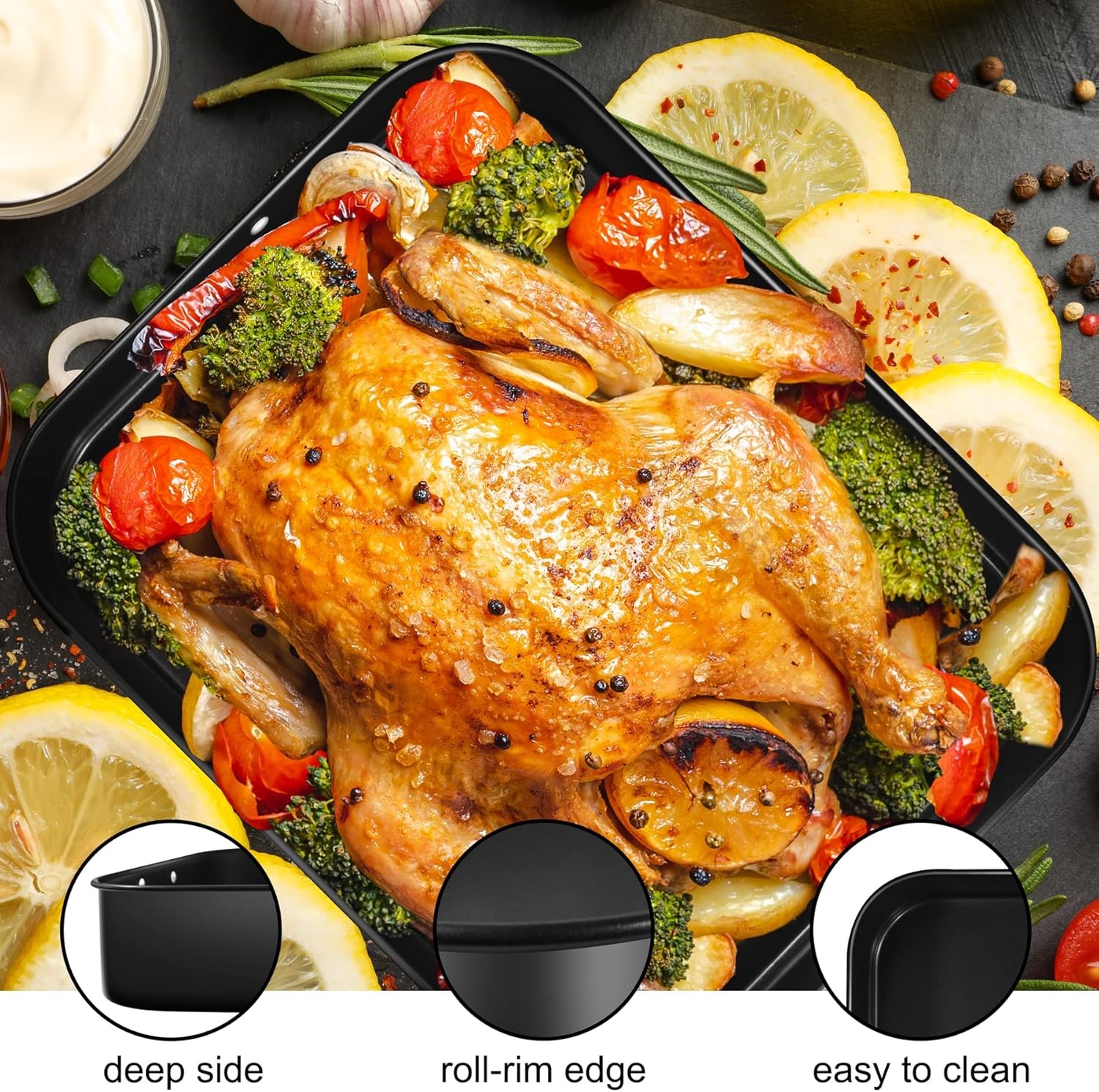 Lasagna Pan Deep, Baking for Oven, 16x12x3 Inch Dishes Black