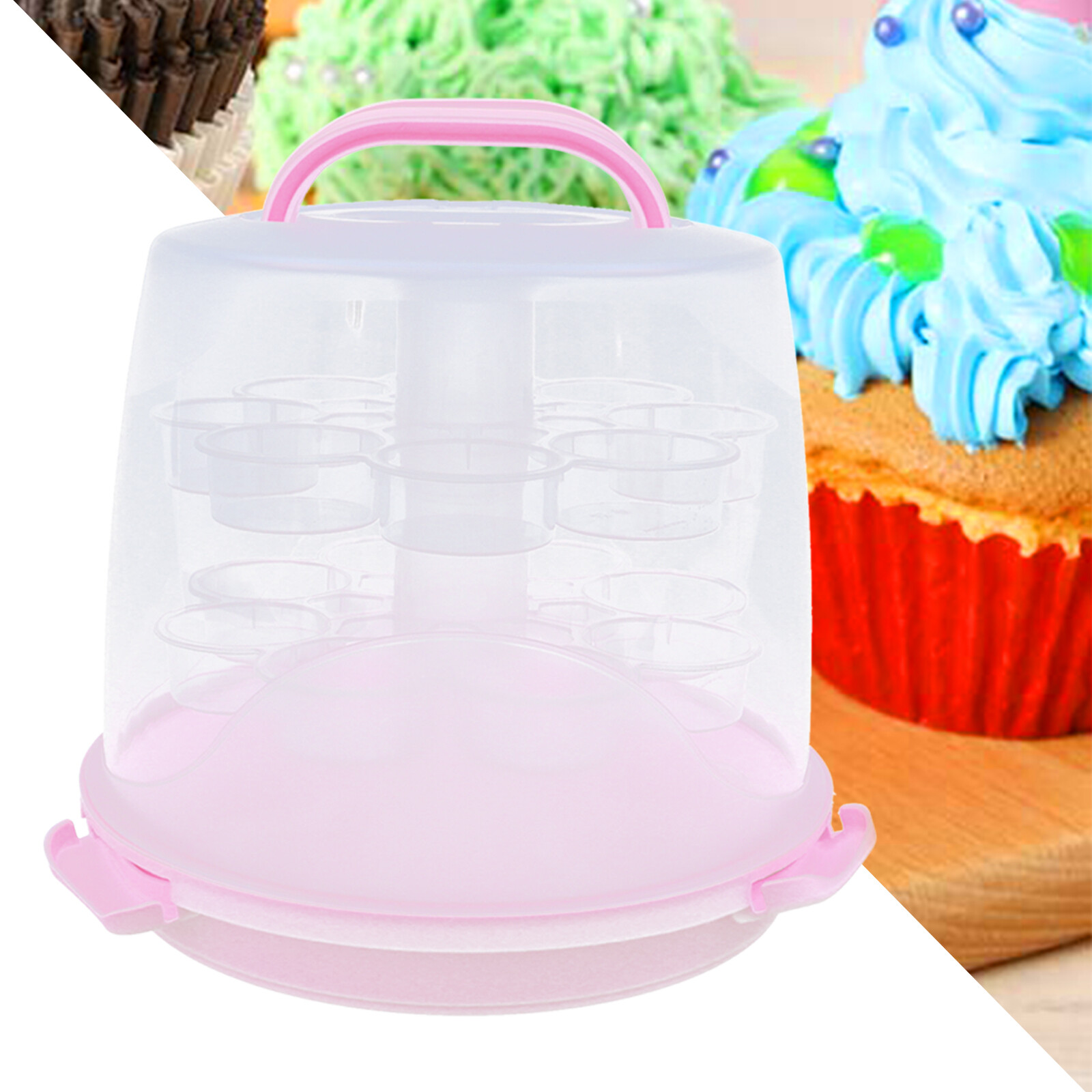24 Cupcake Carrier Cake Carrier Holder Portable 3-Tier Cupcake Transporter Box