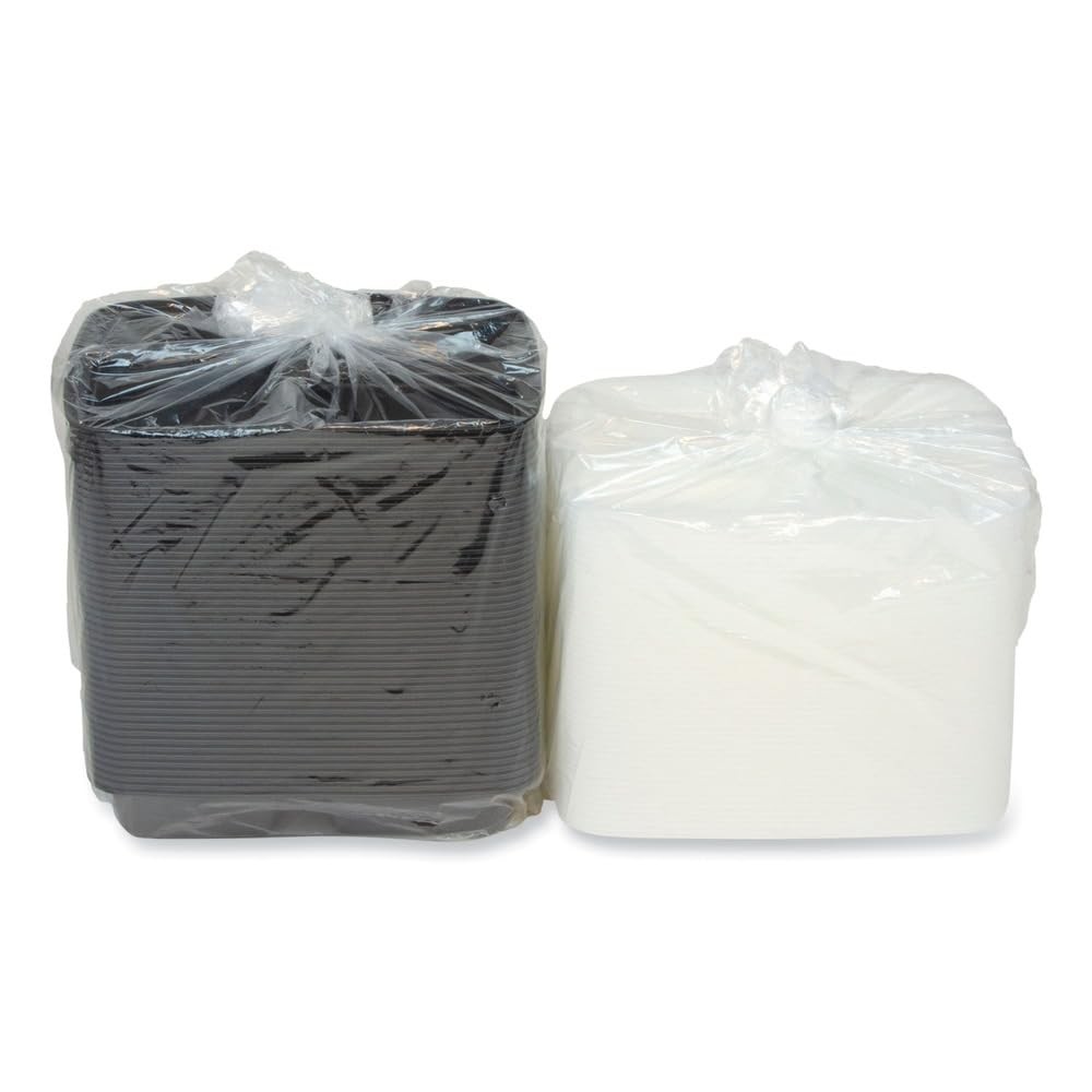 32 oz Microwaveable 3 Compartment Black Rectangular Container Lid Combo 150 CT
