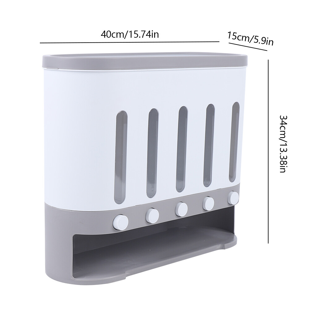 Cereal Dispenser Rice Grain Barrel Storage Container Wall Mount Case Kitchen