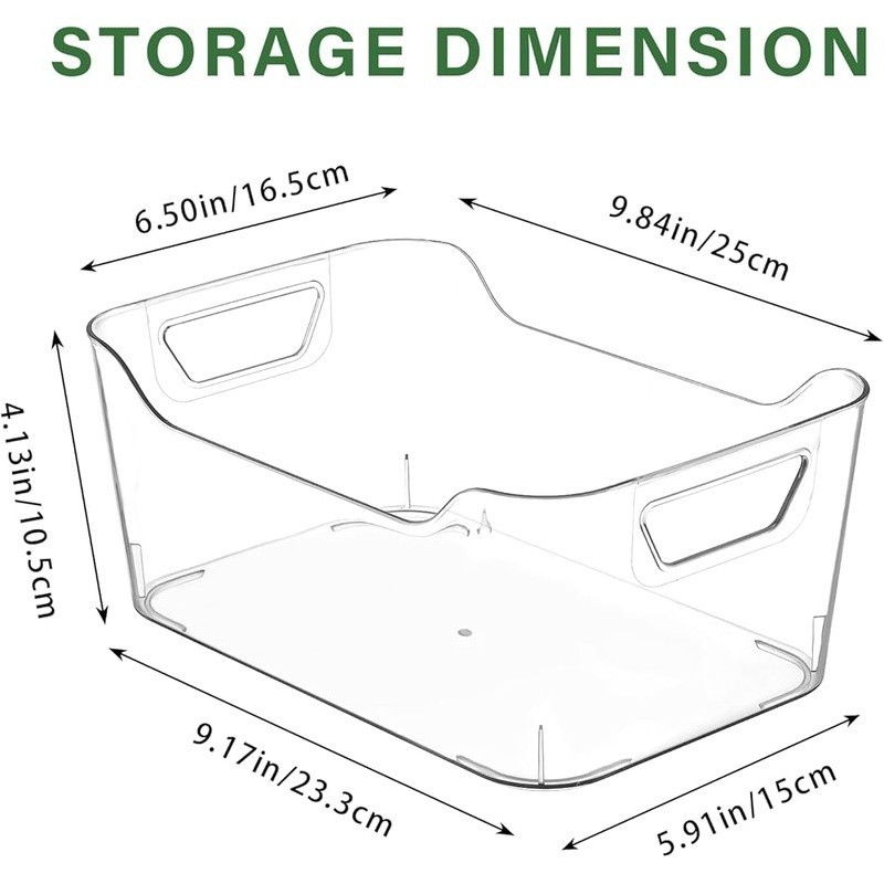 Transparent Acrylic Storage Bins Multi-Purpose Organizers Kitchen Pantry Toys US