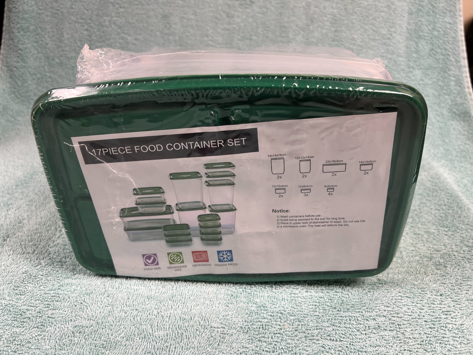 17 Piece Plastic Food Container Set (Transparent) NEW
