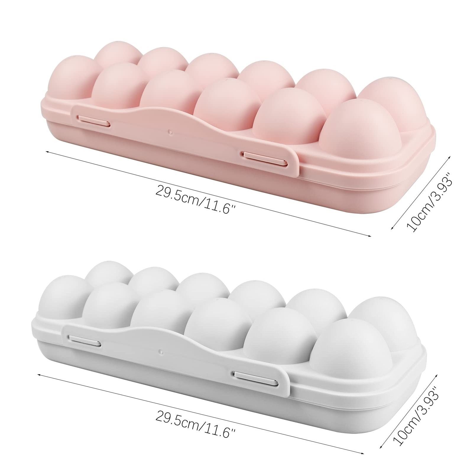 2 Pieces Egg Container For Refrigerator, 12 Grid Egg Storage Box with Lid, St…