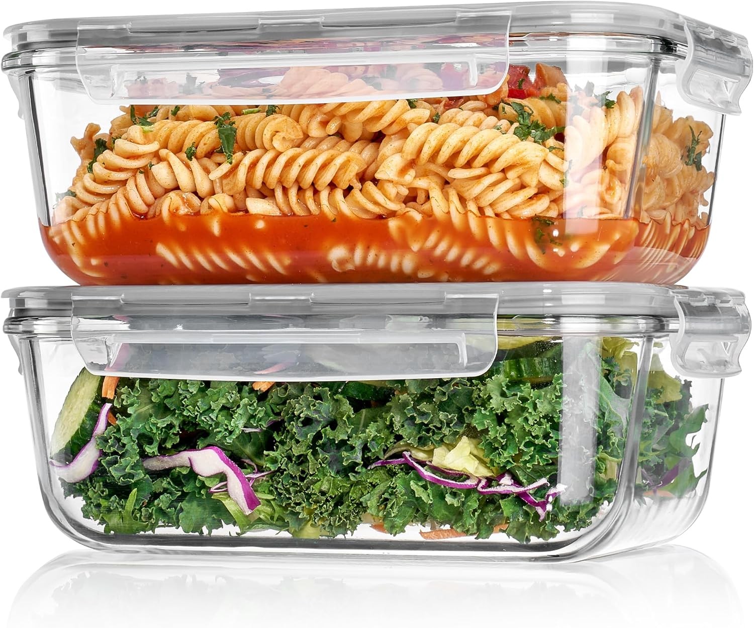 2Pack 1860ml/63oz Large Glass Storage Containers W/ Lids Meal Prep Food